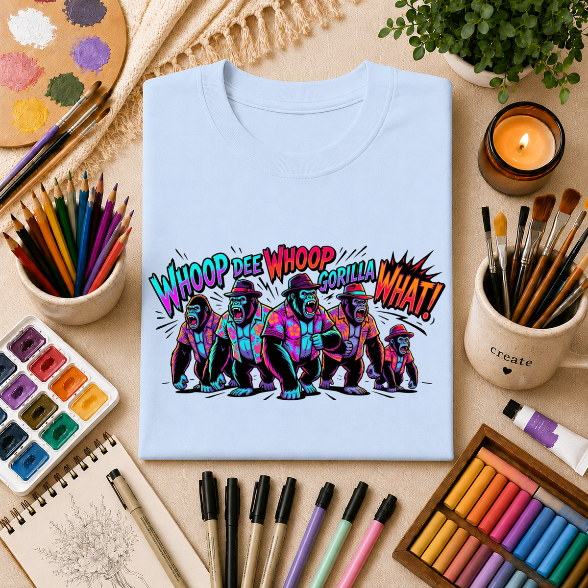 Gorilla Comic Pop Art T-Shirt — "Whoop Dee Whoop Gorilla What!" Graphic Tee