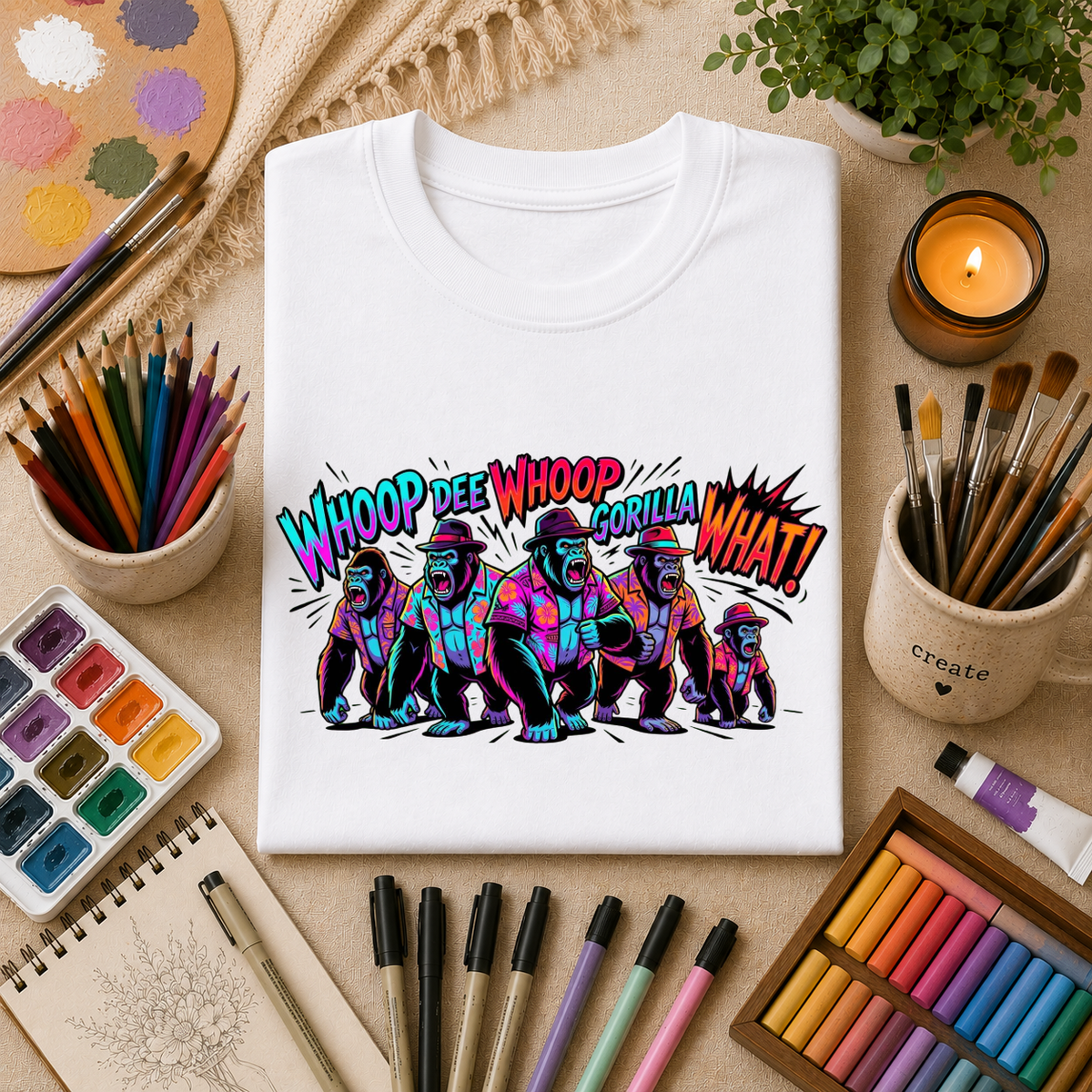 Gorilla Comic Pop Art T-Shirt — "Whoop Dee Whoop Gorilla What!" Graphic Tee