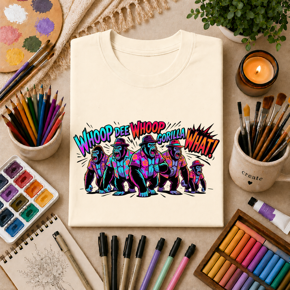 Gorilla Comic Pop Art T-Shirt — "Whoop Dee Whoop Gorilla What!" Graphic Tee