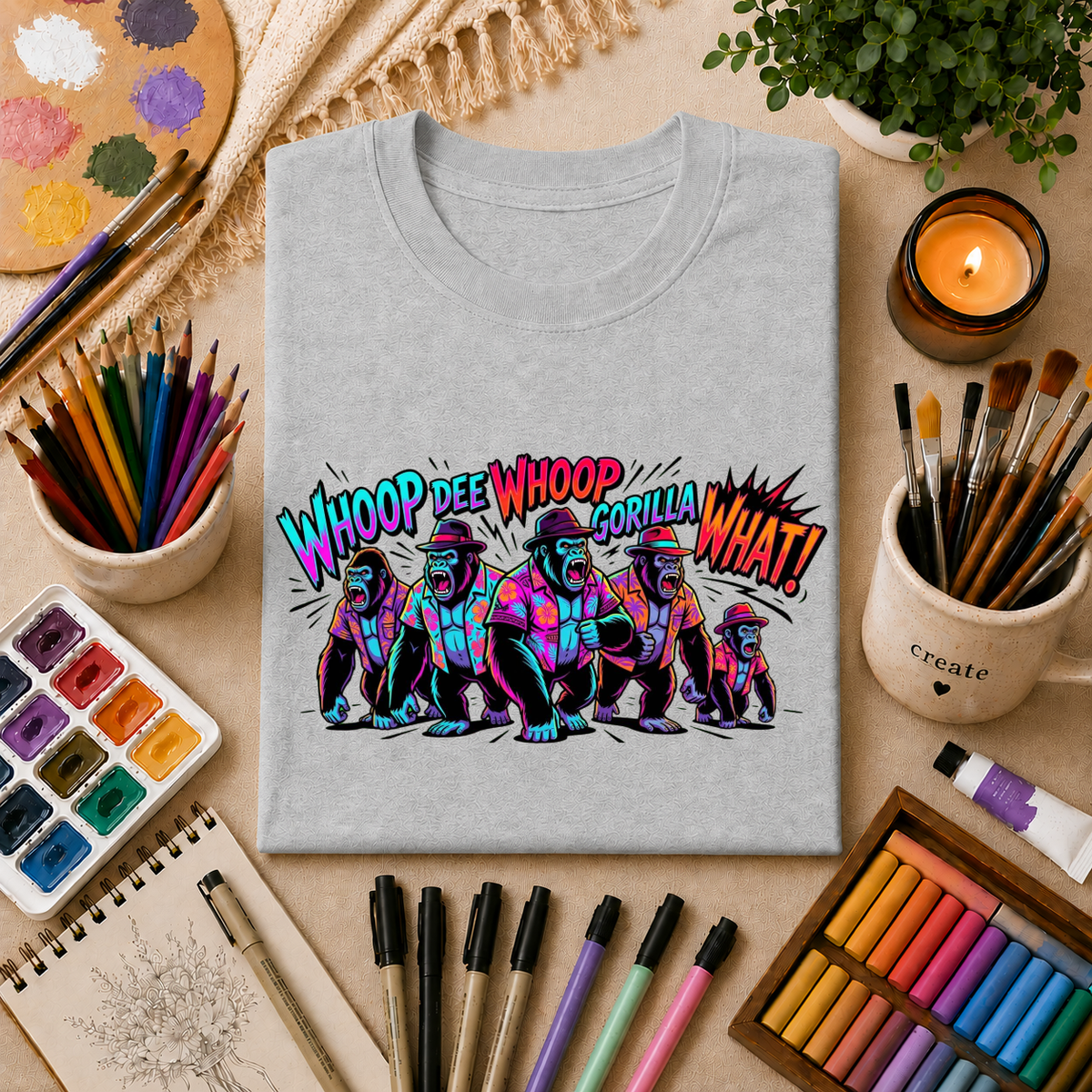 Gorilla Comic Pop Art T-Shirt — "Whoop Dee Whoop Gorilla What!" Graphic Tee