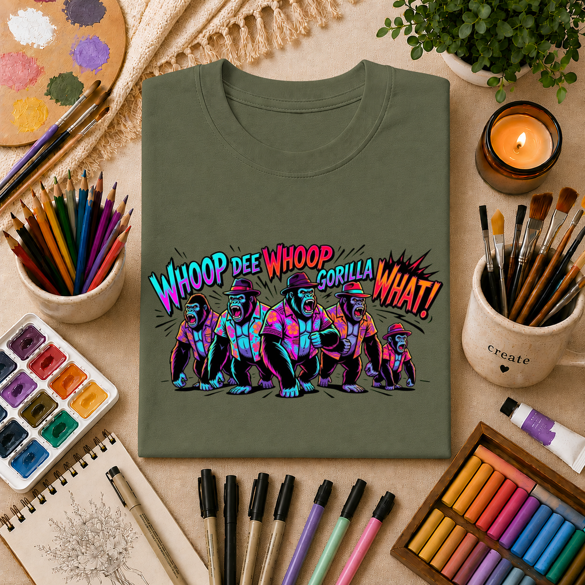 Gorilla Comic Pop Art T-Shirt — "Whoop Dee Whoop Gorilla What!" Graphic Tee