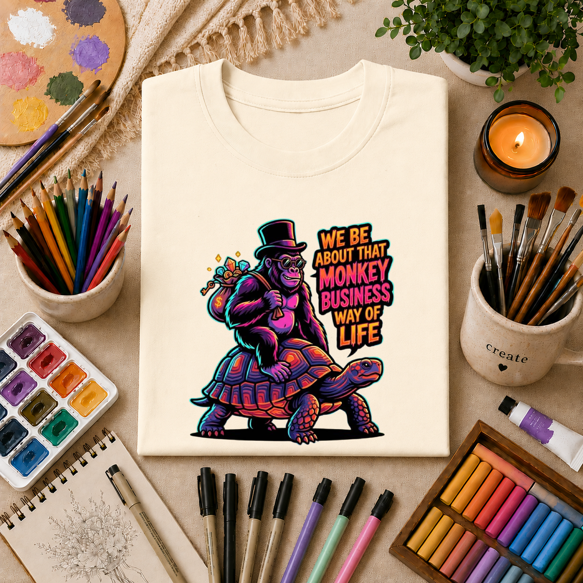 T-Shirt — 'We Be About That Monkey Business Way Of Life' Graphic Tee