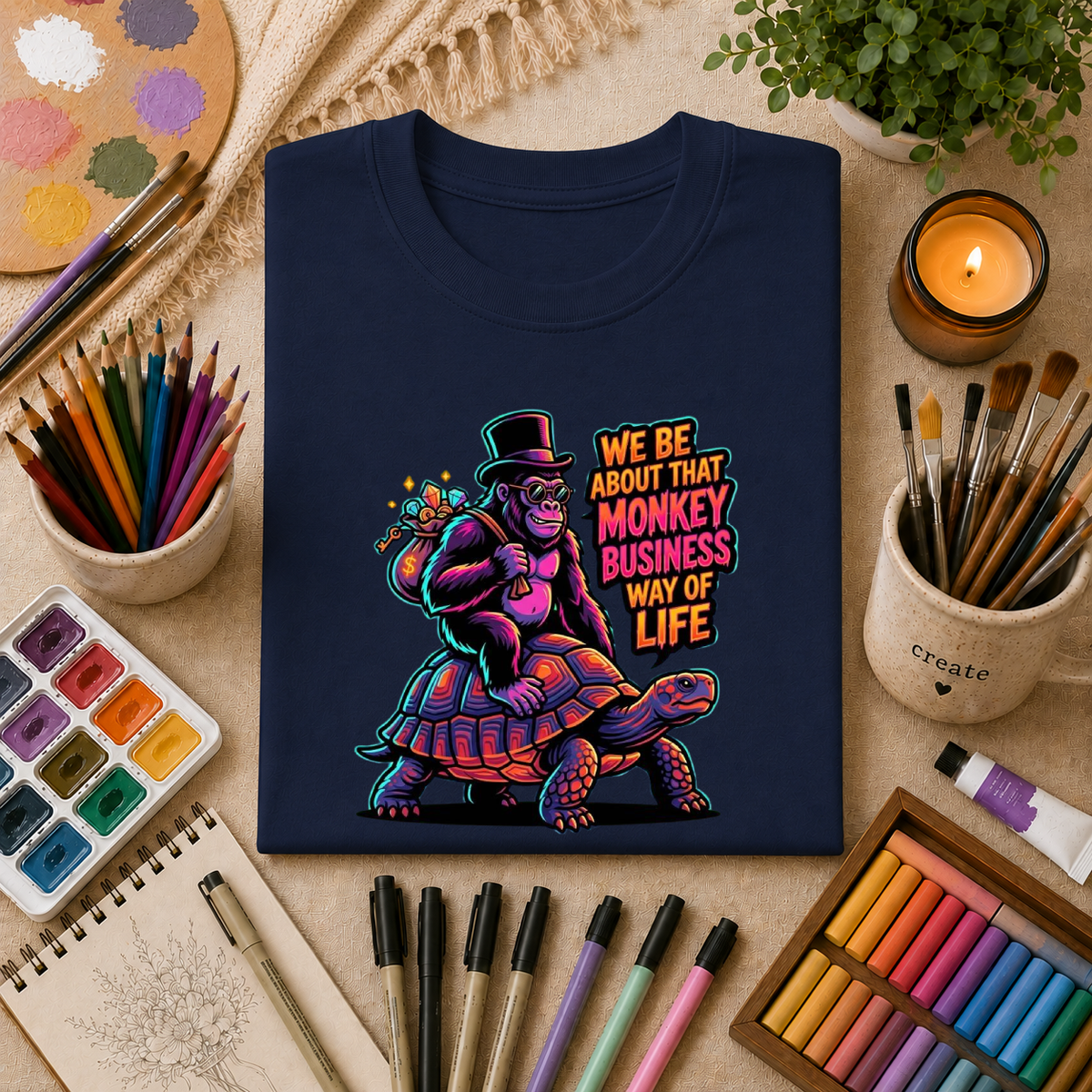 T-Shirt — 'We Be About That Monkey Business Way Of Life' Graphic Tee
