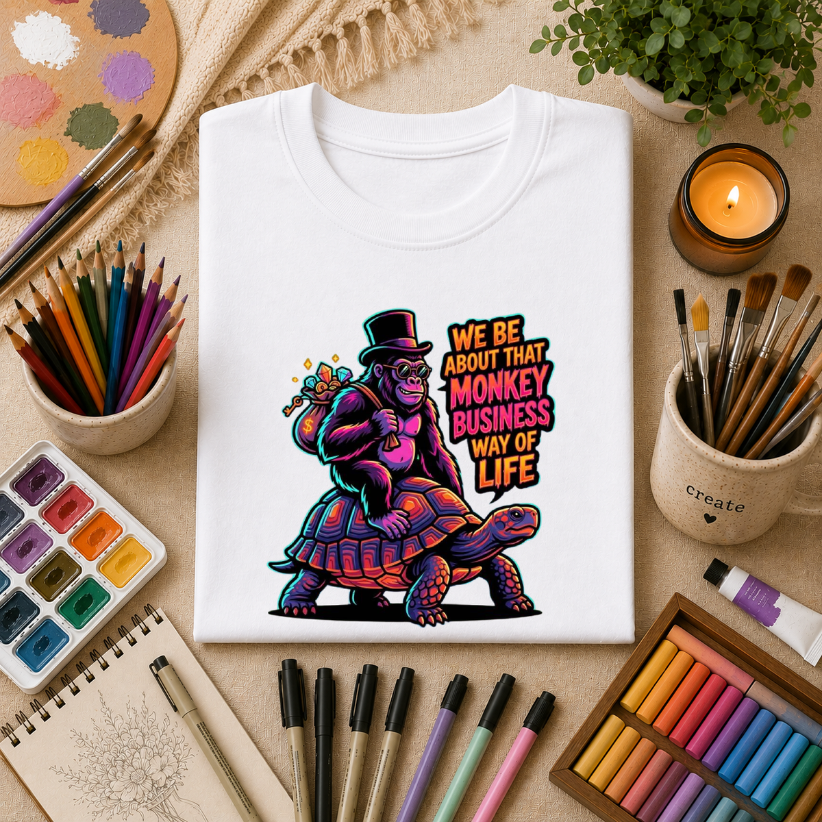 T-Shirt — 'We Be About That Monkey Business Way Of Life' Graphic Tee