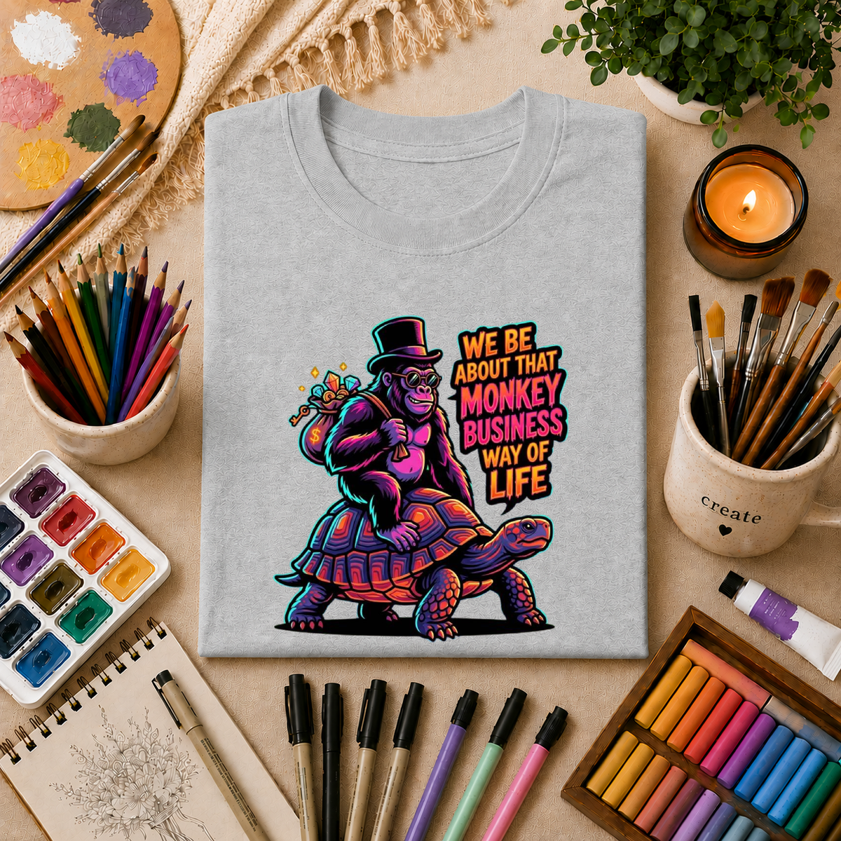 T-Shirt — 'We Be About That Monkey Business Way Of Life' Graphic Tee