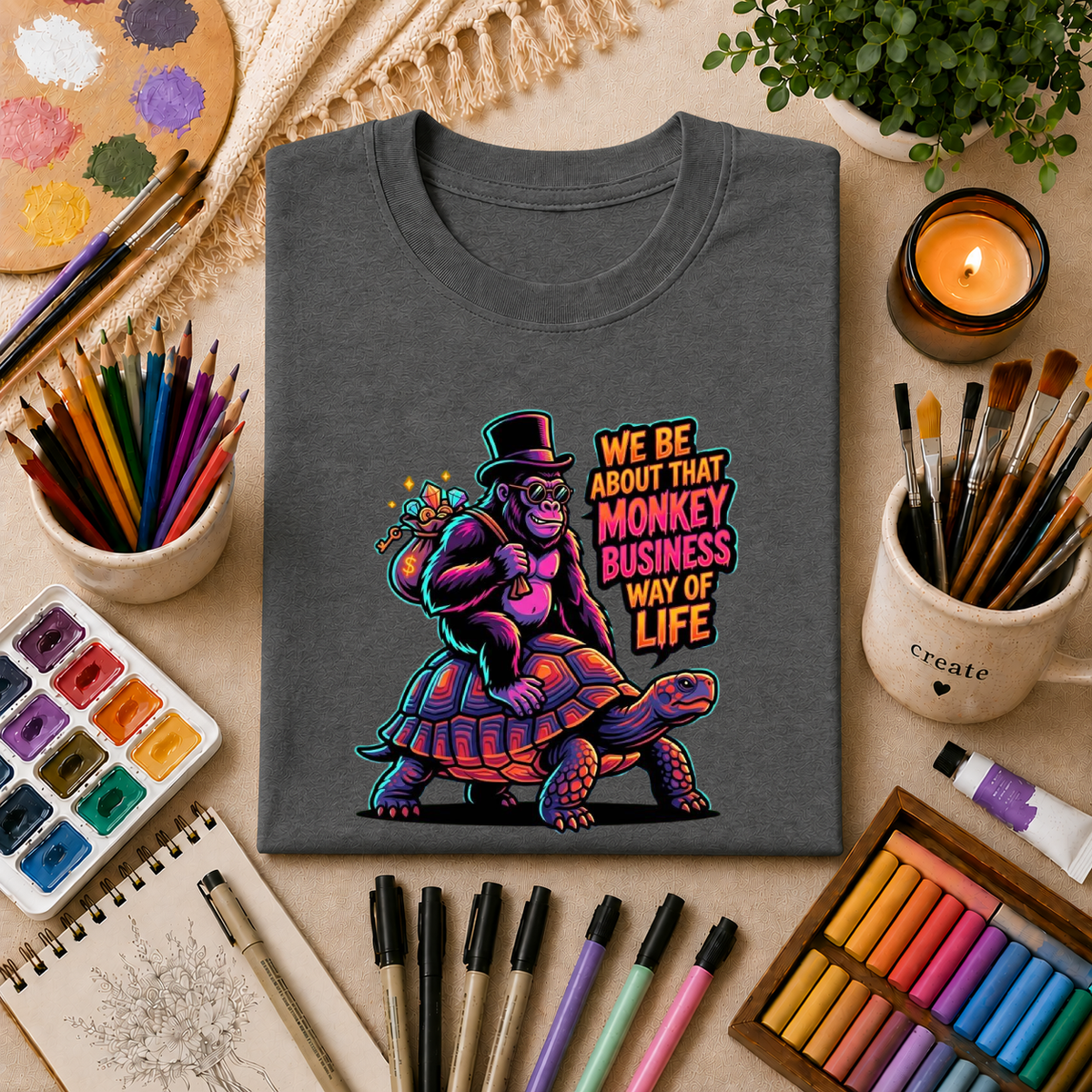 T-Shirt — 'We Be About That Monkey Business Way Of Life' Graphic Tee
