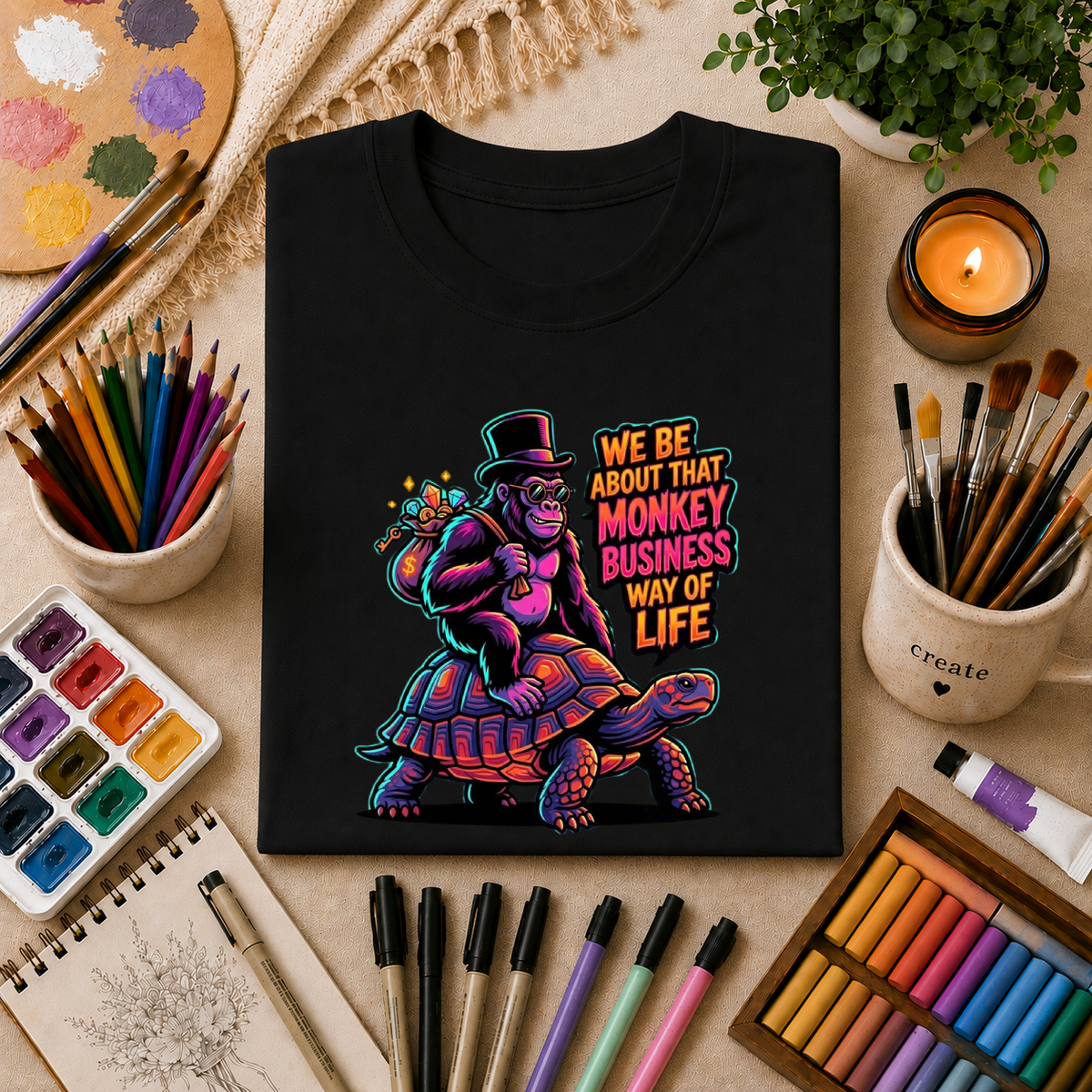 T-Shirt — 'We Be About That Monkey Business Way Of Life' Graphic Tee
