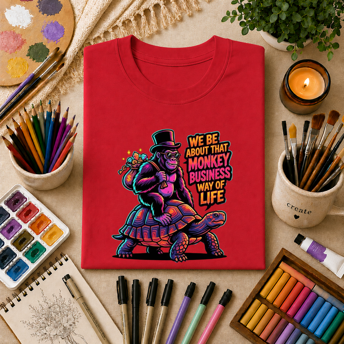 T-Shirt — 'We Be About That Monkey Business Way Of Life' Graphic Tee