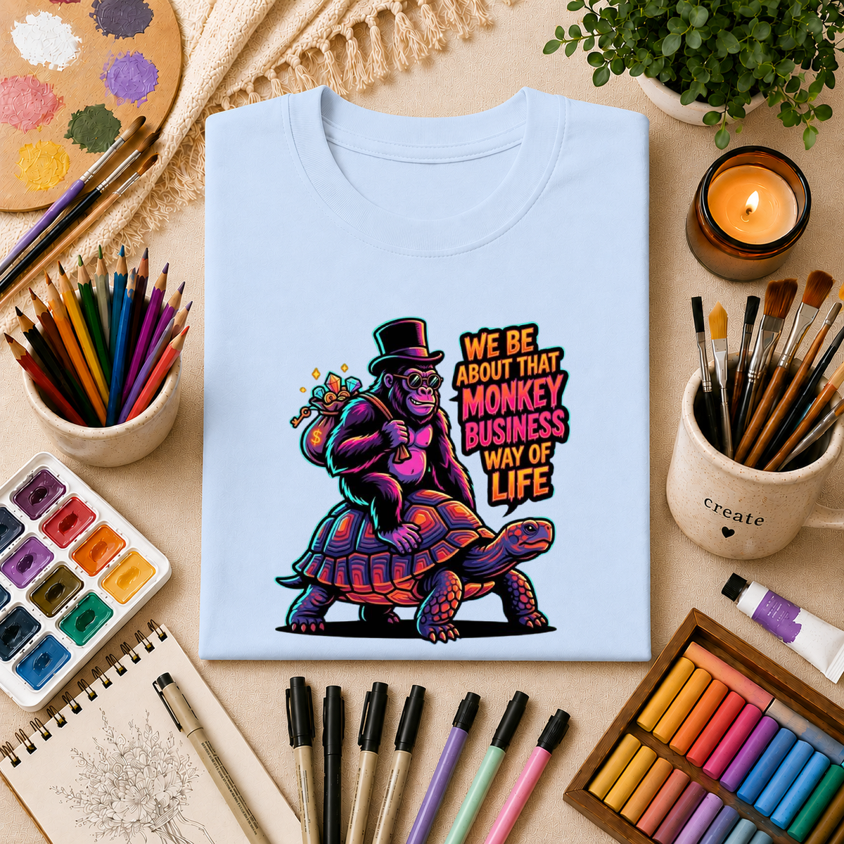 T-Shirt — 'We Be About That Monkey Business Way Of Life' Graphic Tee