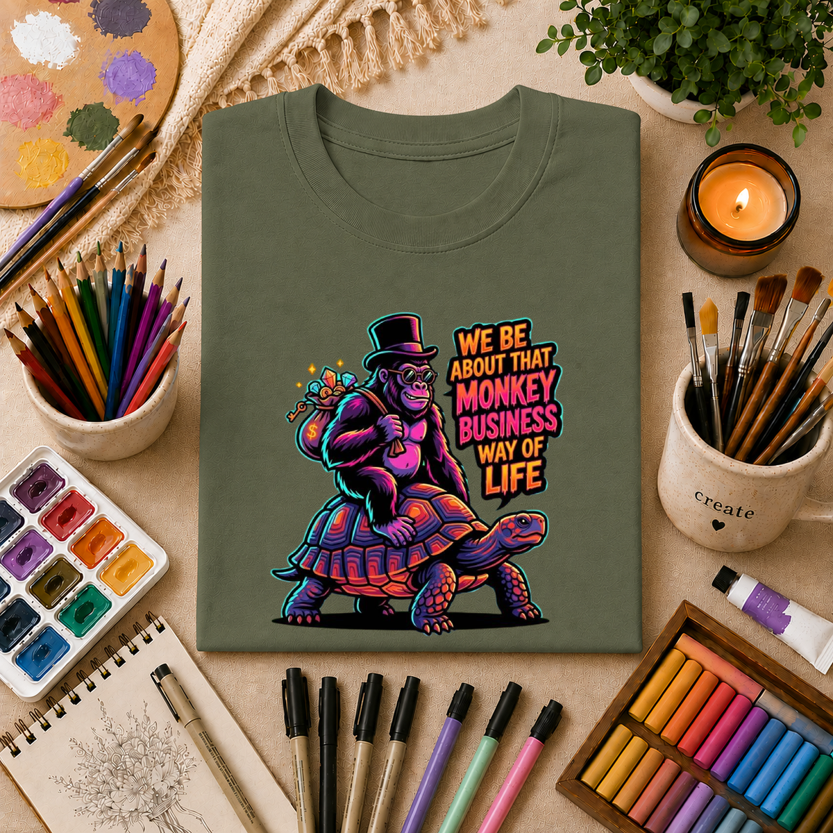 T-Shirt — 'We Be About That Monkey Business Way Of Life' Graphic Tee
