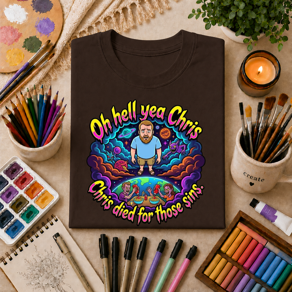 T‑Shirt — “Oh Hell Yea Chris” Retro Psychedelic Graphic Tee