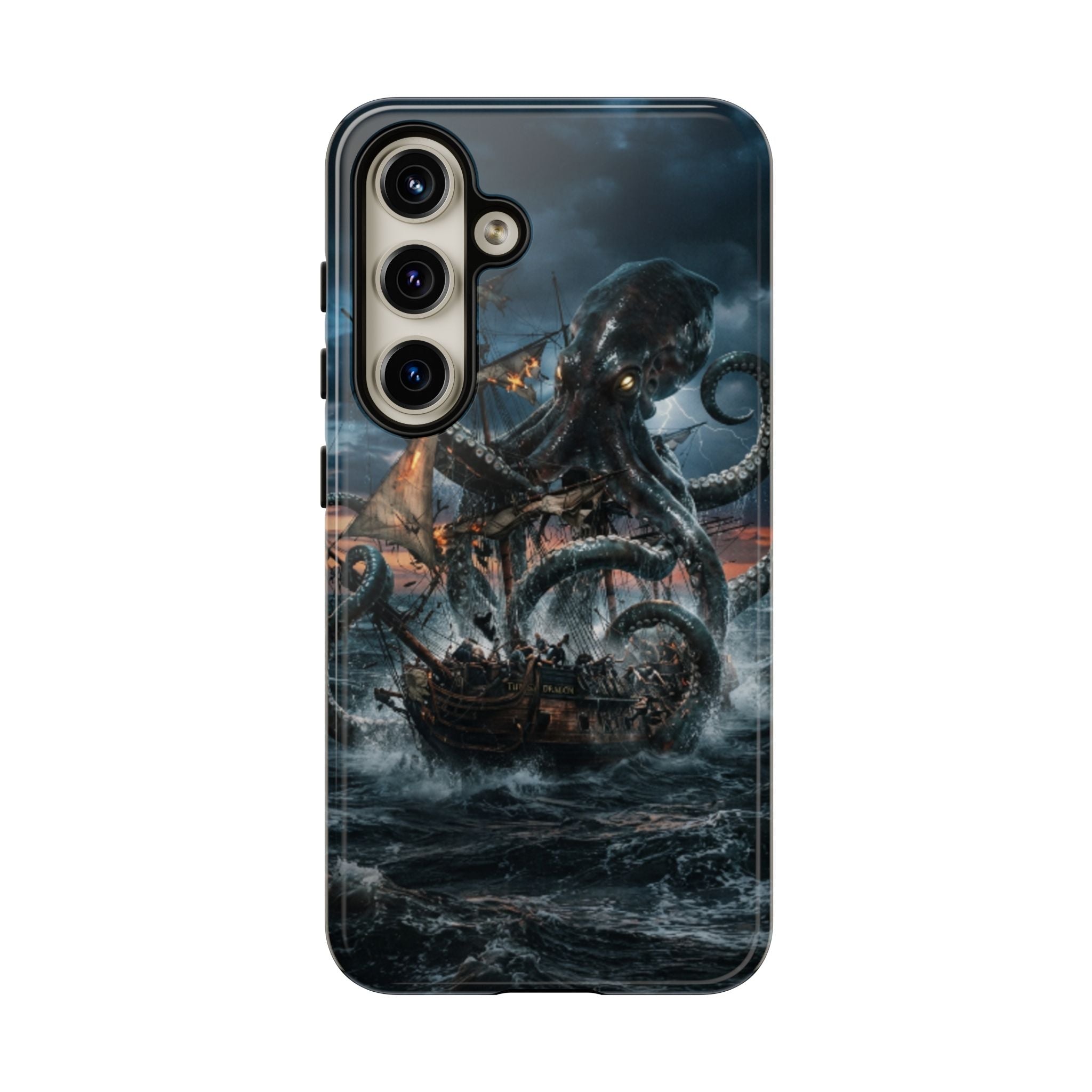 Kraken Sea Battle Phone Case — Ocean Monster Shipwreck Design