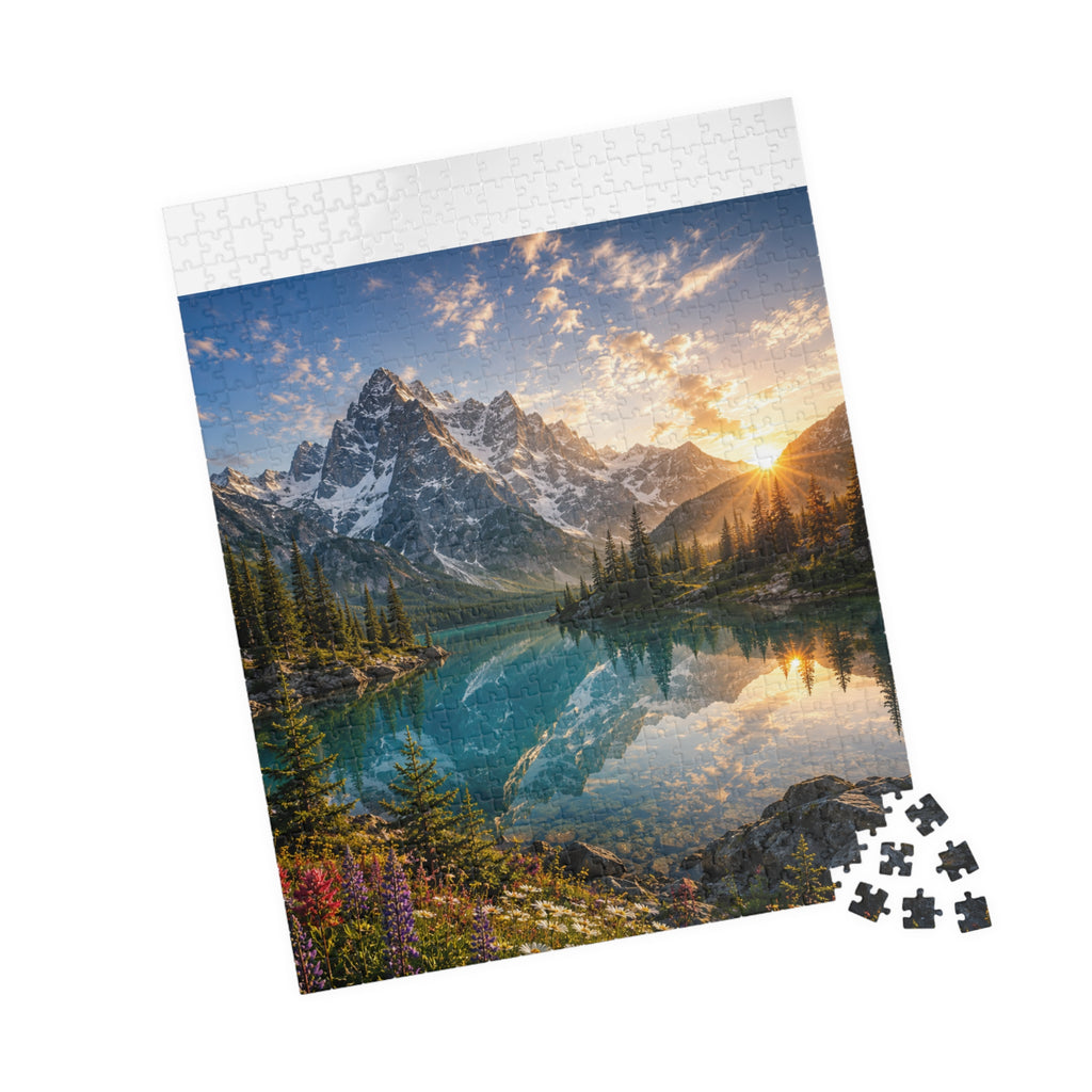 Mountain Lake Sunset Puzzle — Scenic Nature Jigsaw (110–1014 pcs)
