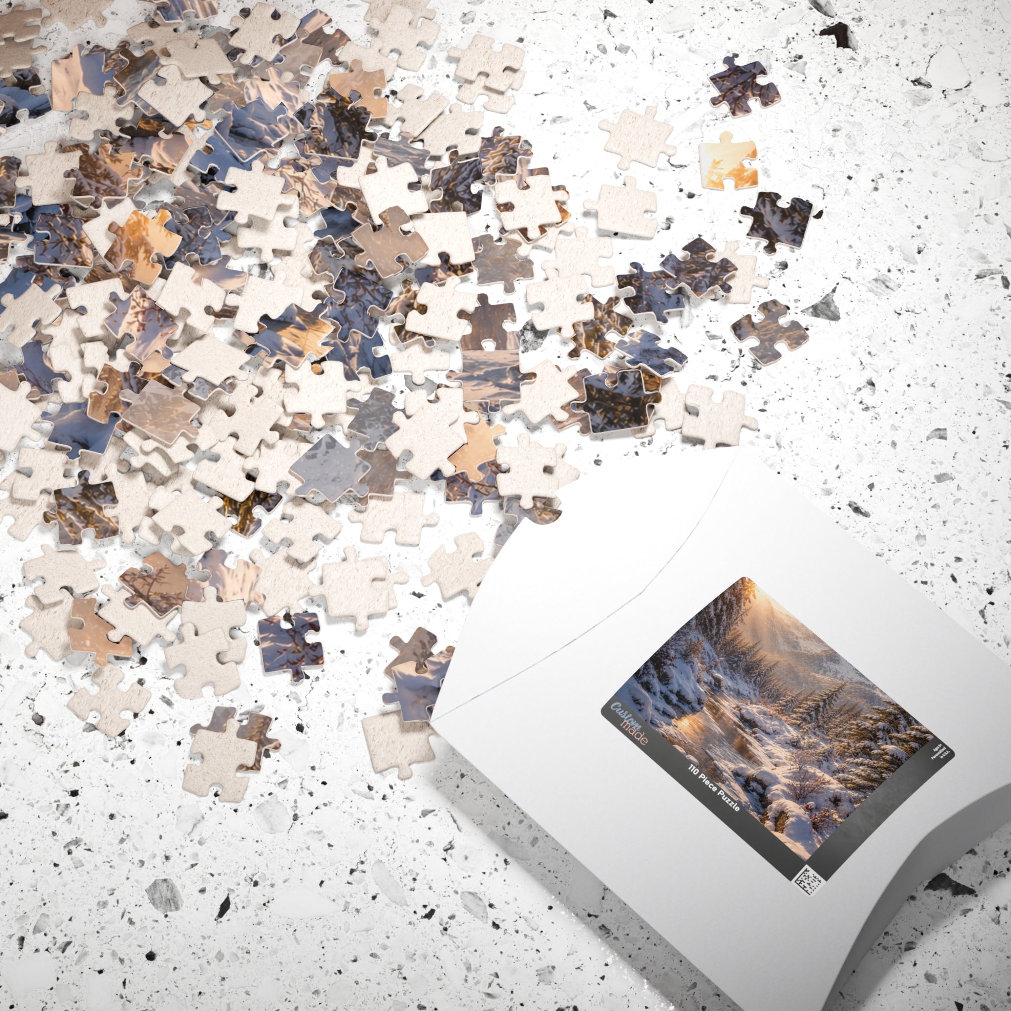 Winter Mountain River Puzzle — Scenic Snowy Landscape Jigsaw (110/252/520/1014 pcs)
