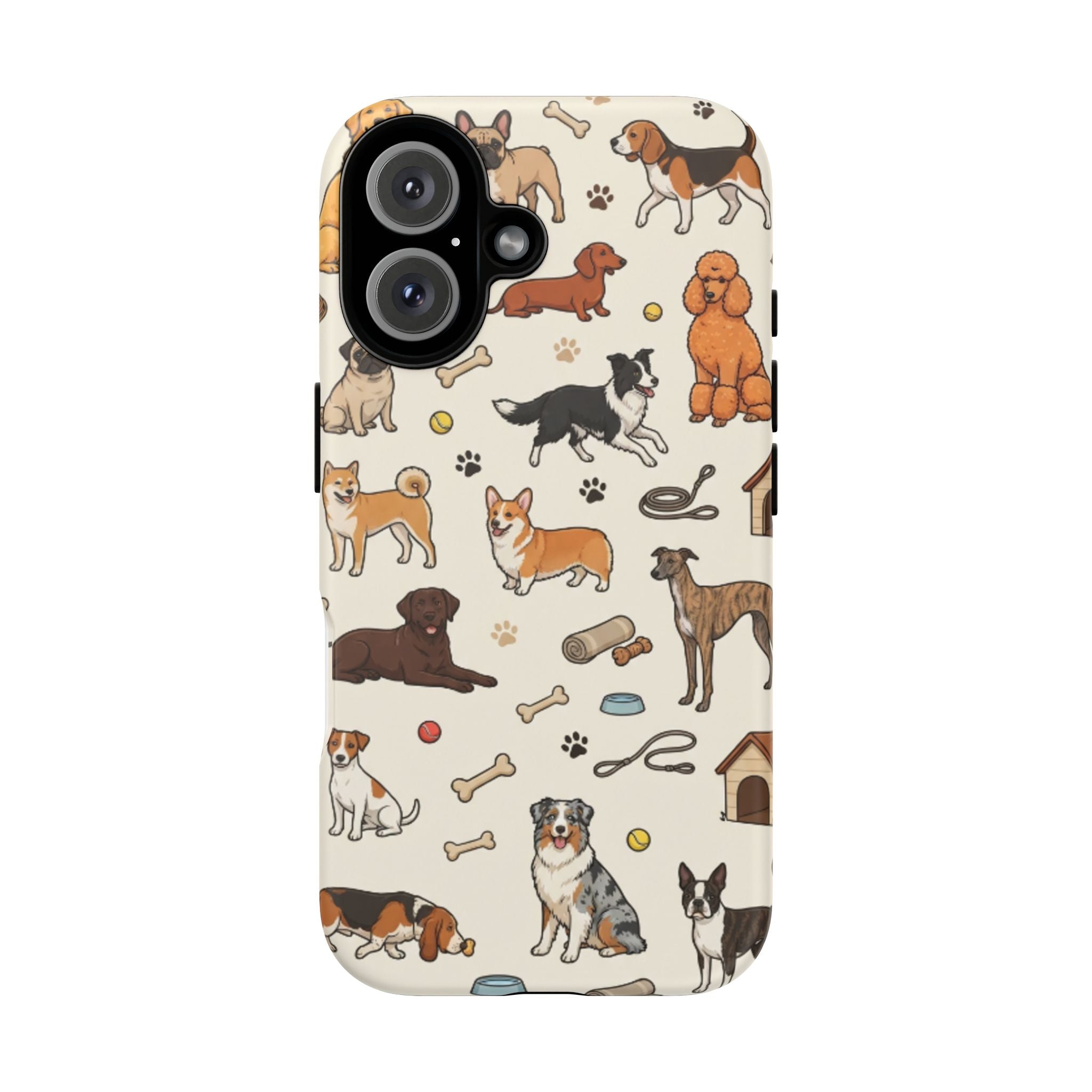Dog Pattern Tough Phone Case — Cute Breed Collage Protective Cover