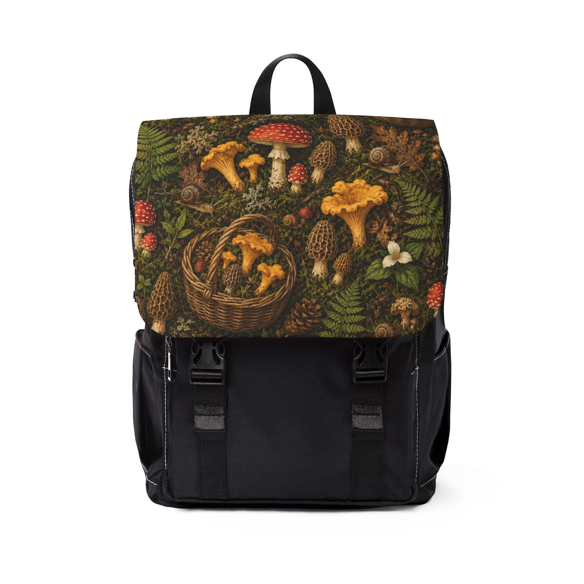 Mushroom Foraging Shoulder Backpack — Rustic Forest Basket Design