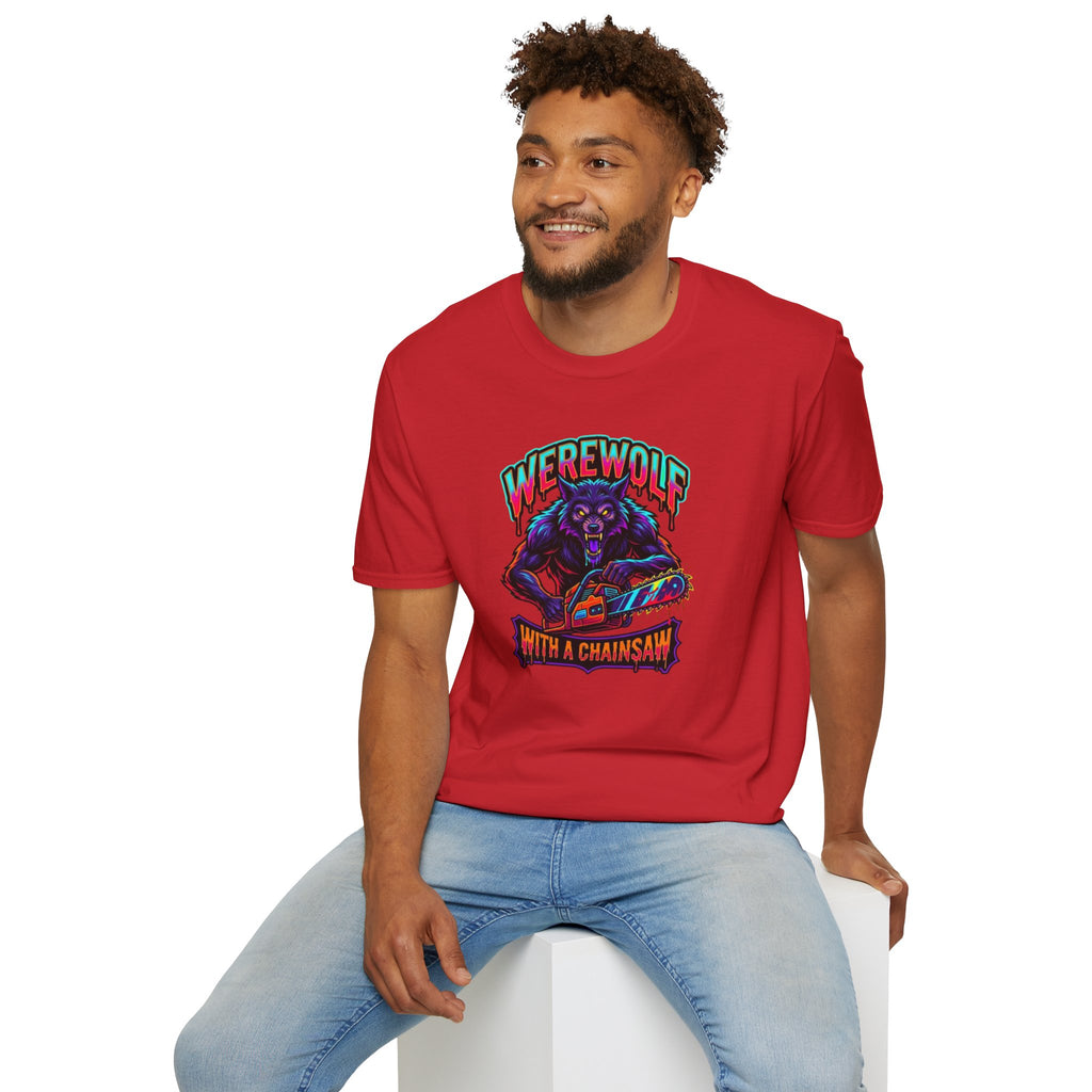 Werewolf T-Shirt — "Werewolf with a Chainsaw" Retro Horror Graphic Tee