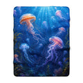Jellyfish Ocean Sherpa Fleece Blanket — Cozy Underwater Glow Throw