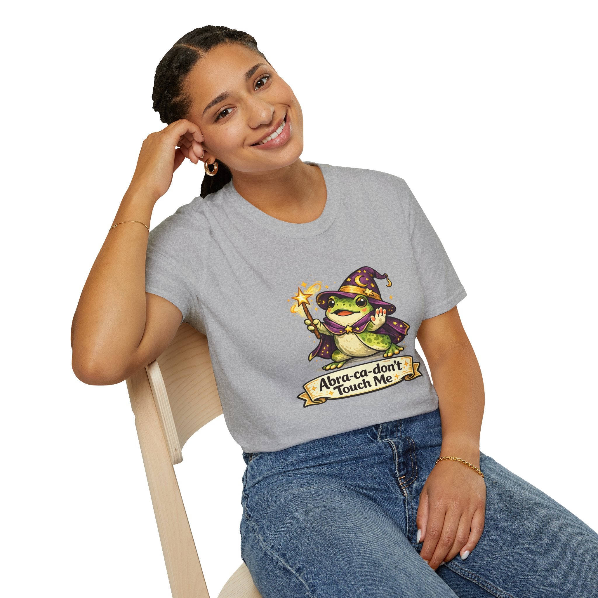 Wizard Frog T‑Shirt — “Abra‑ca‑don’t Touch Me” Cute Magic Tee