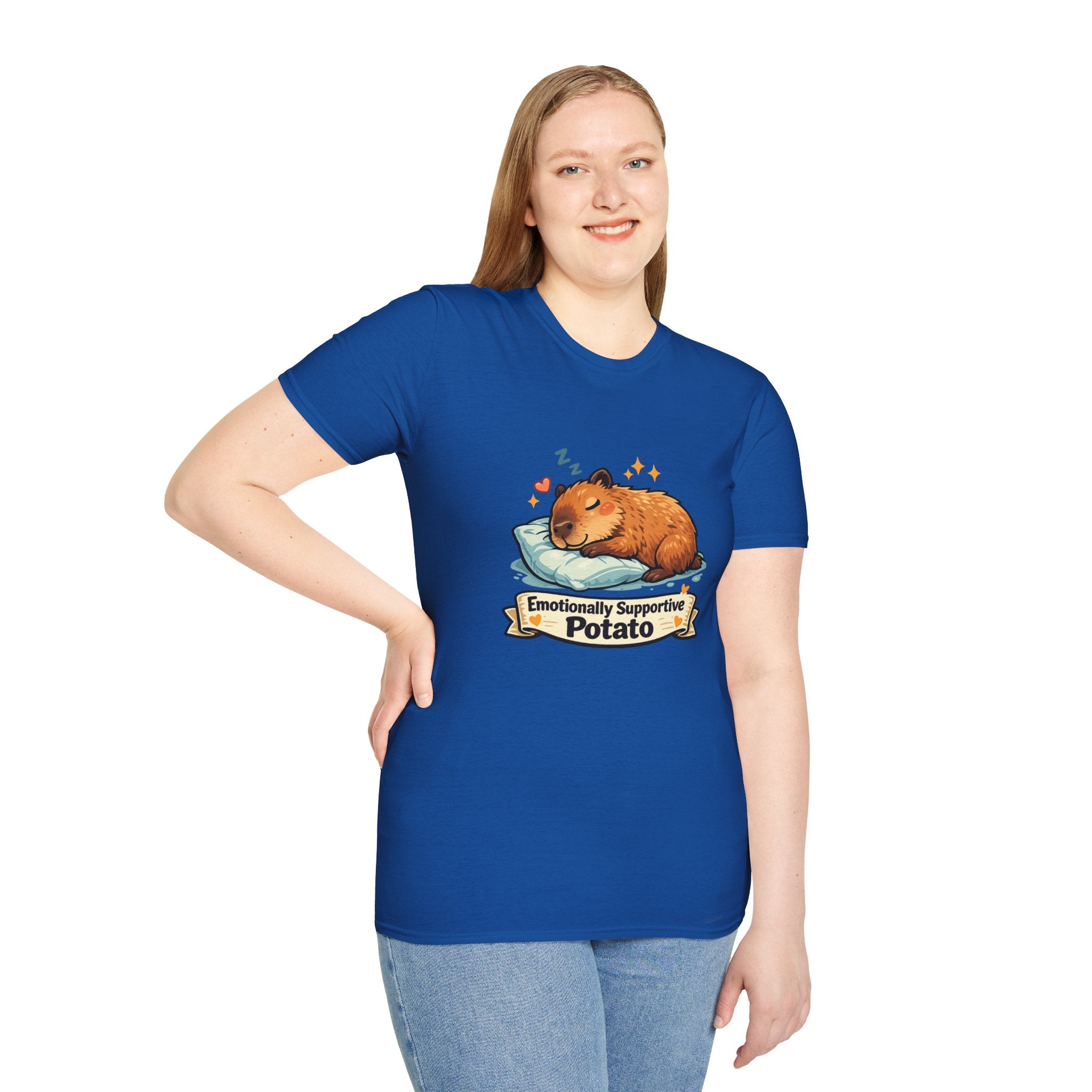 Emotionally Supportive Potato T-Shirt — Cute Sleeping Capybara Design