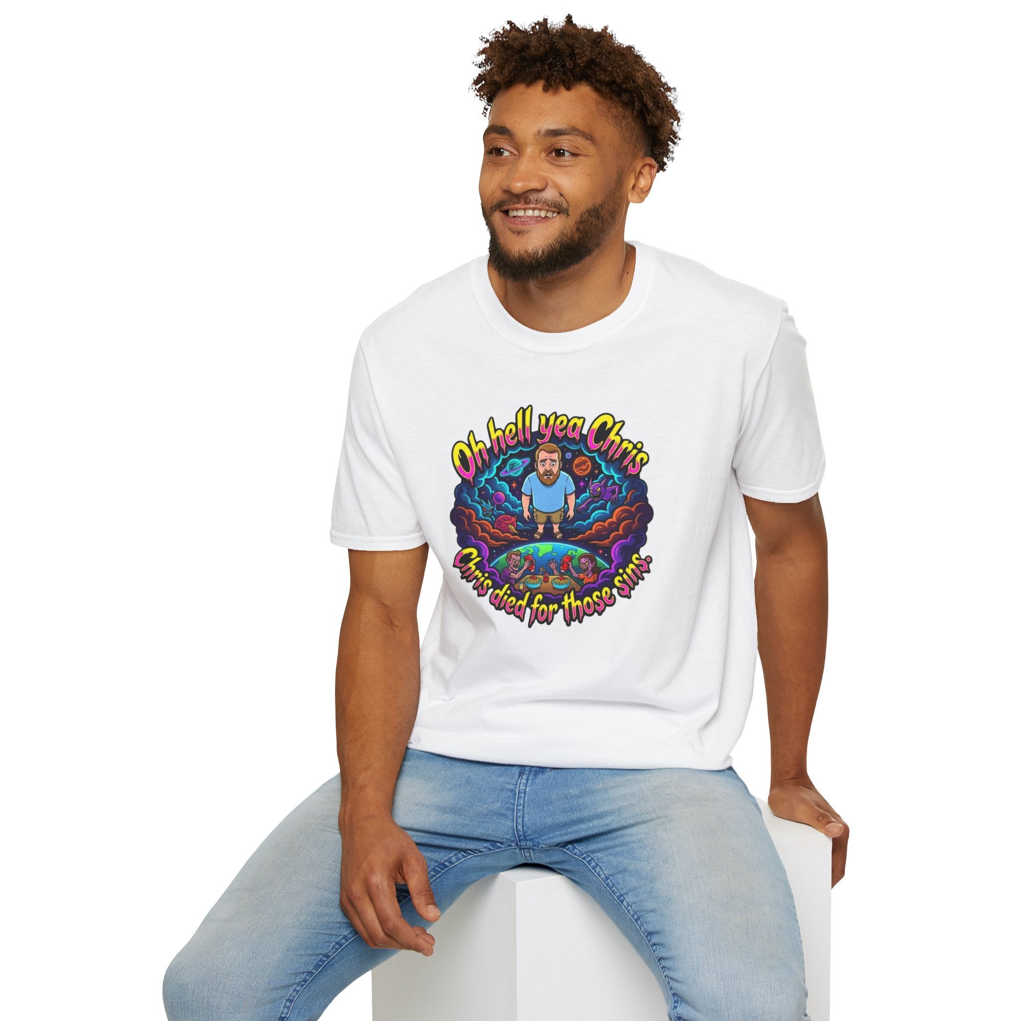 T‑Shirt — “Oh Hell Yea Chris” Retro Psychedelic Graphic Tee