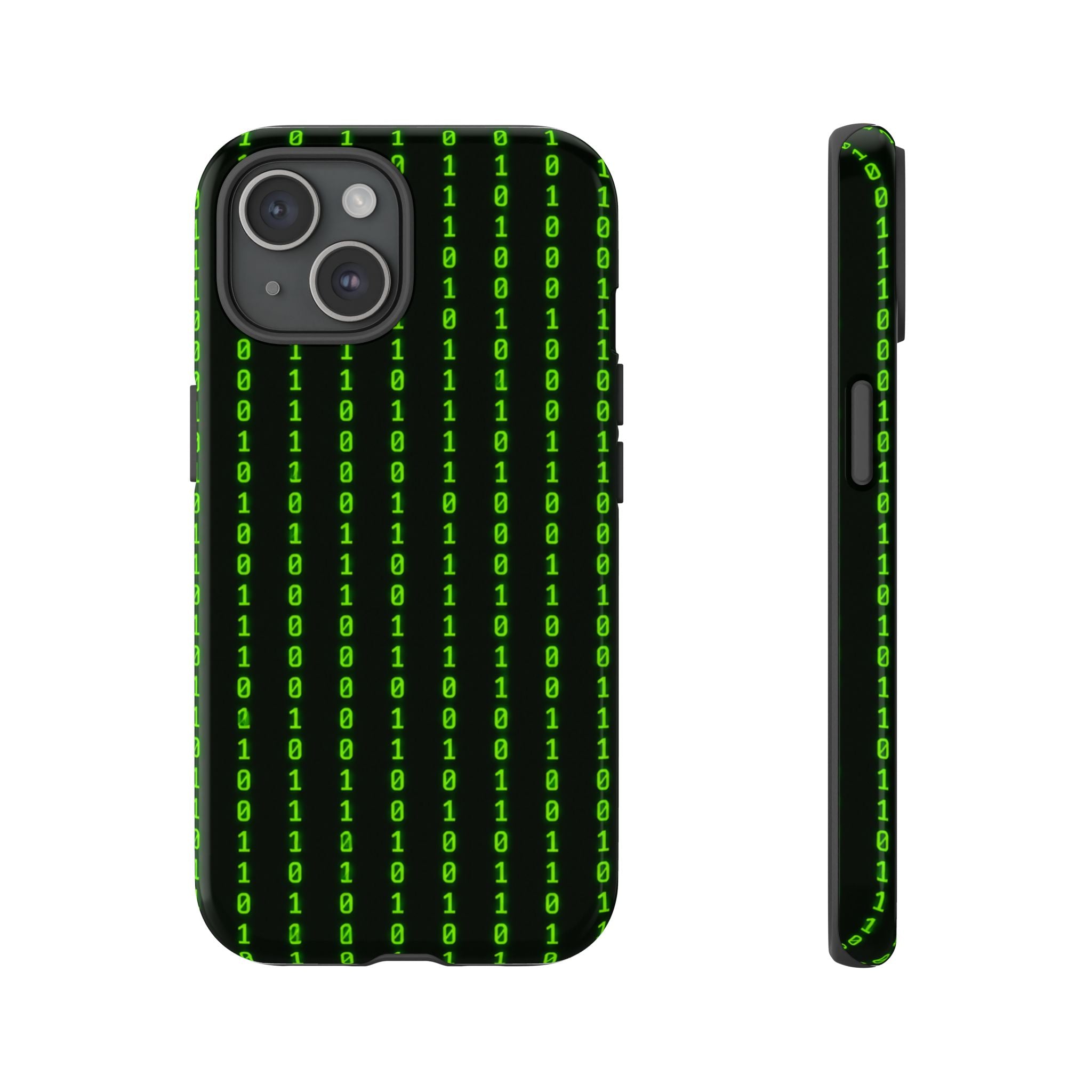 Coder Phone Case — Matrix Binary Code Green on Black Tough Case