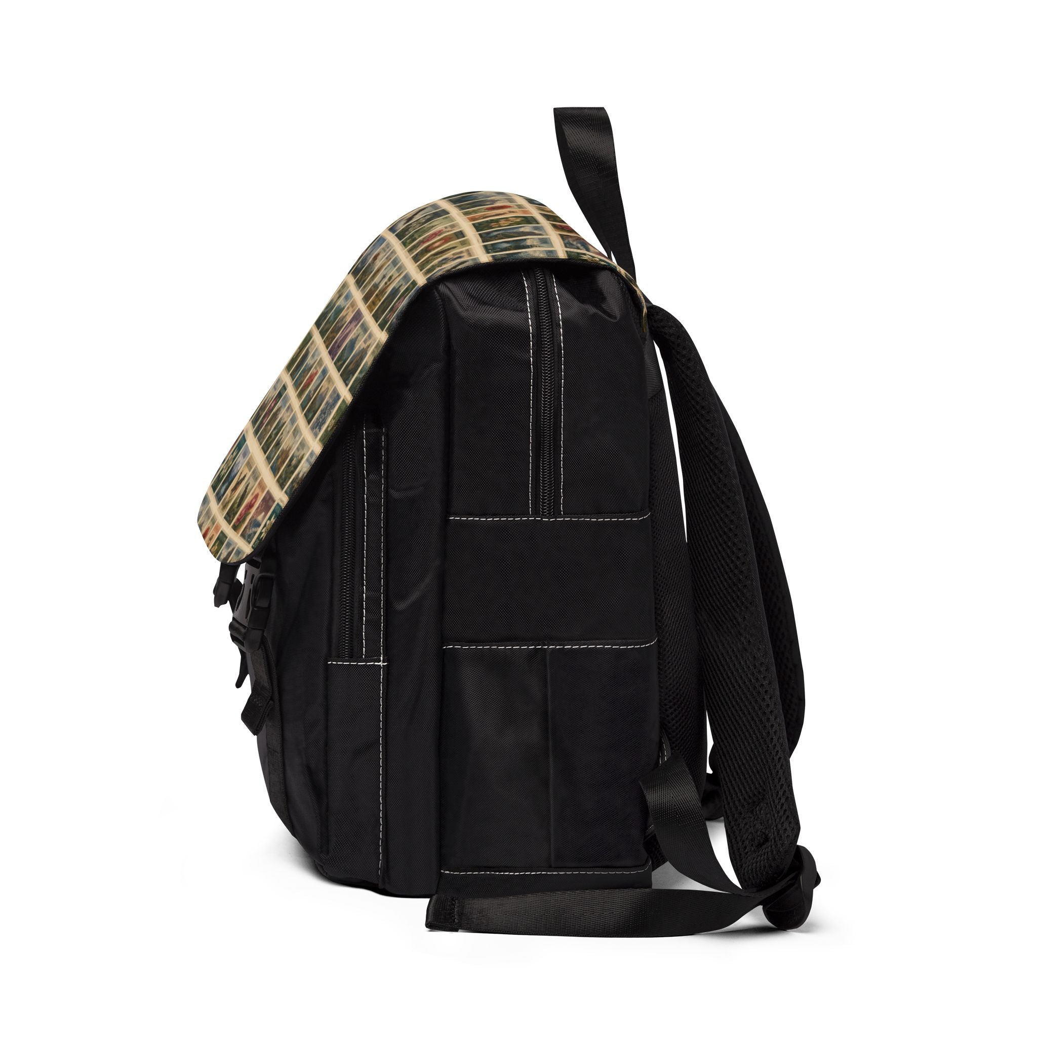 Vintage Postage Stamp Backpack - Casual Shoulder Bag with Retro Travel Collage
