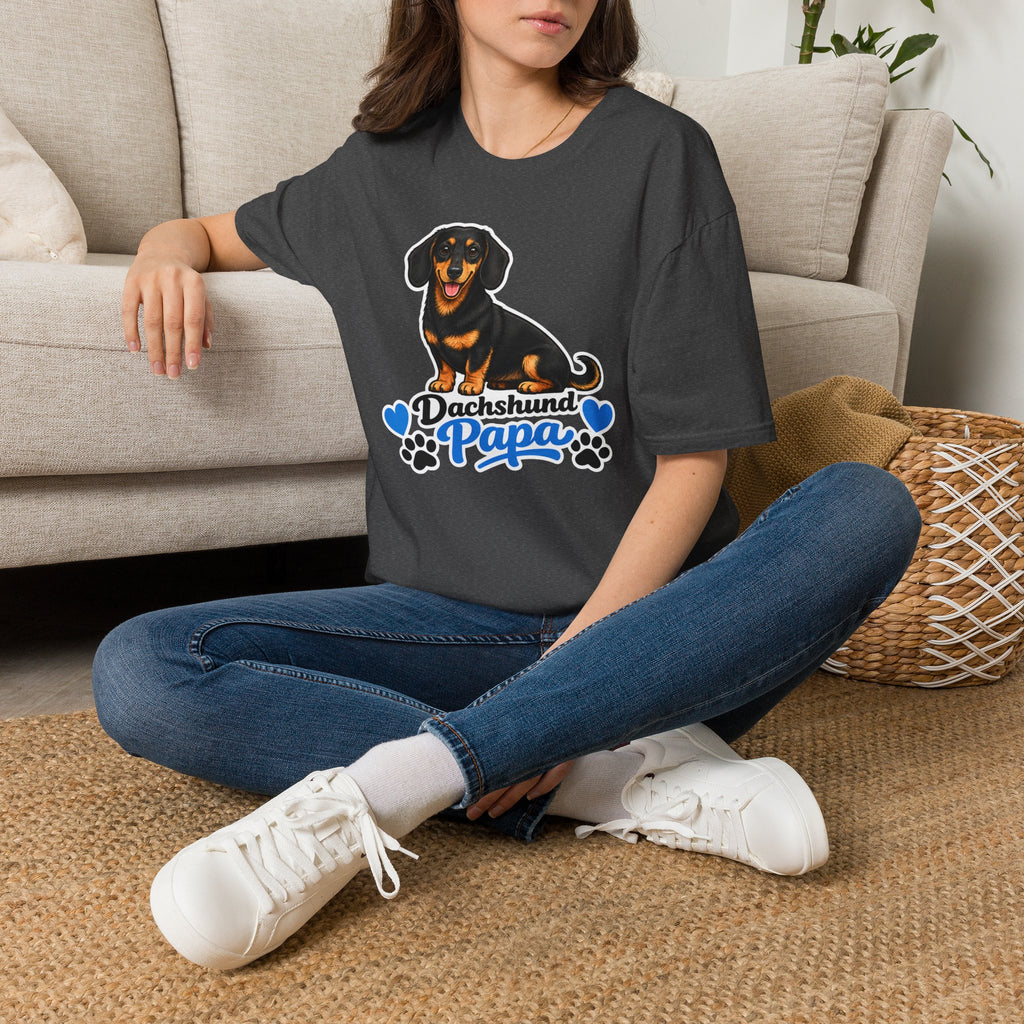 Dachshund Papa T-Shirt — Cute Black & Tan Sausage Dog Tee for Dog Dads