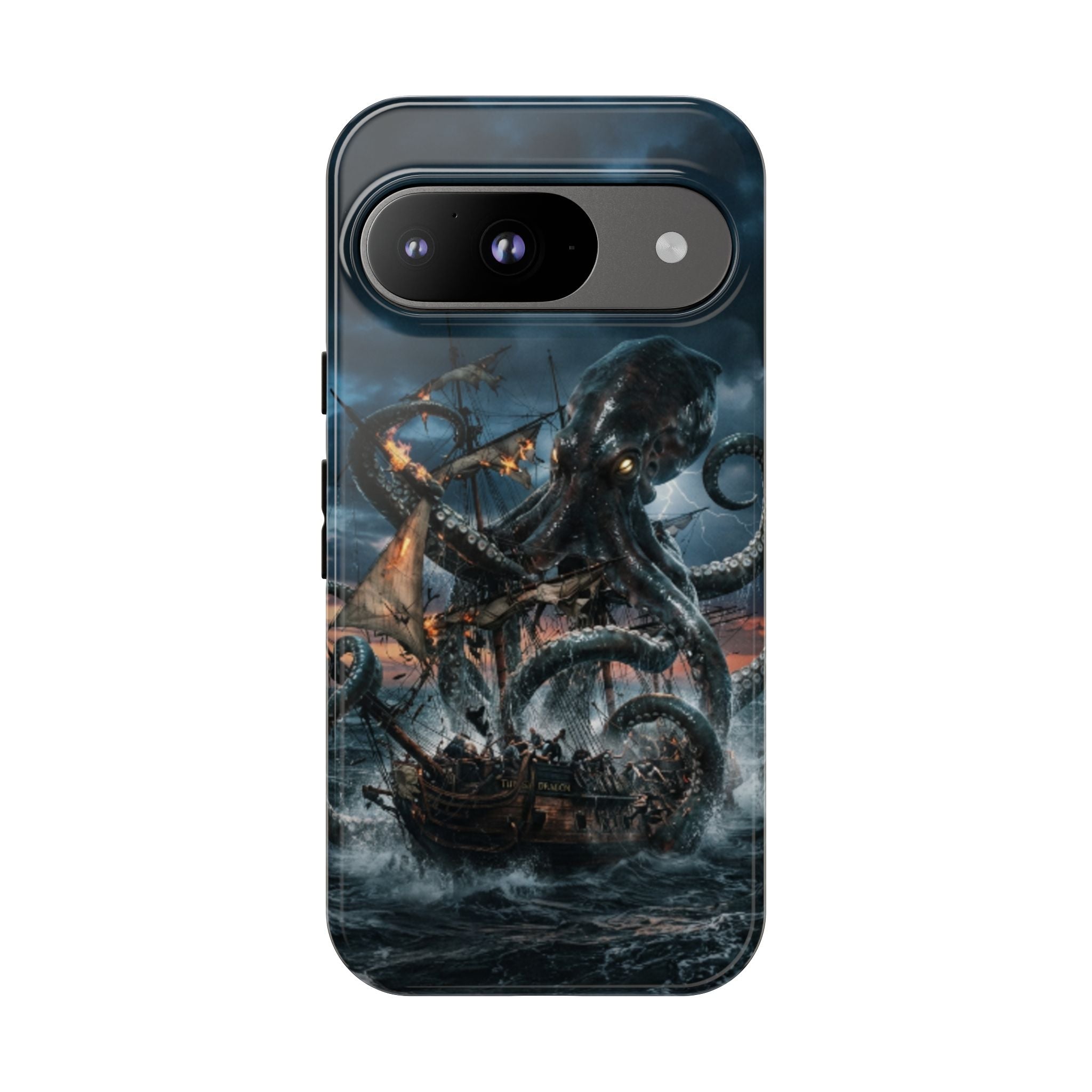 Kraken Sea Battle Phone Case — Ocean Monster Shipwreck Design