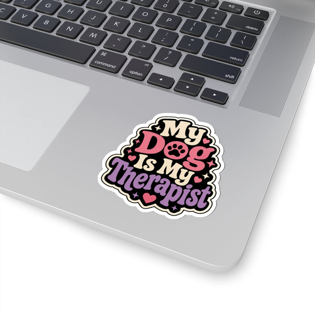 My Dog Is My Therapist Kiss-Cut Sticker — Cute Paw Print Mental Health Pet Decal