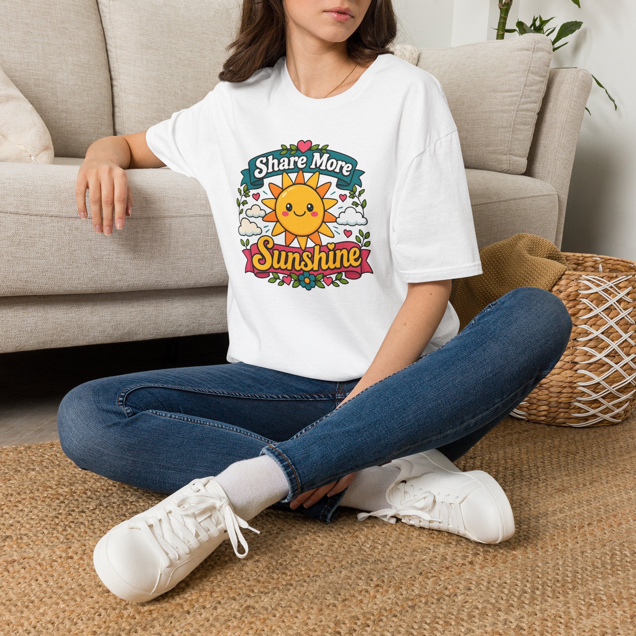 Sunshine T-Shirt — "Share More Sunshine" Cute Retro Sun Graphic Tee