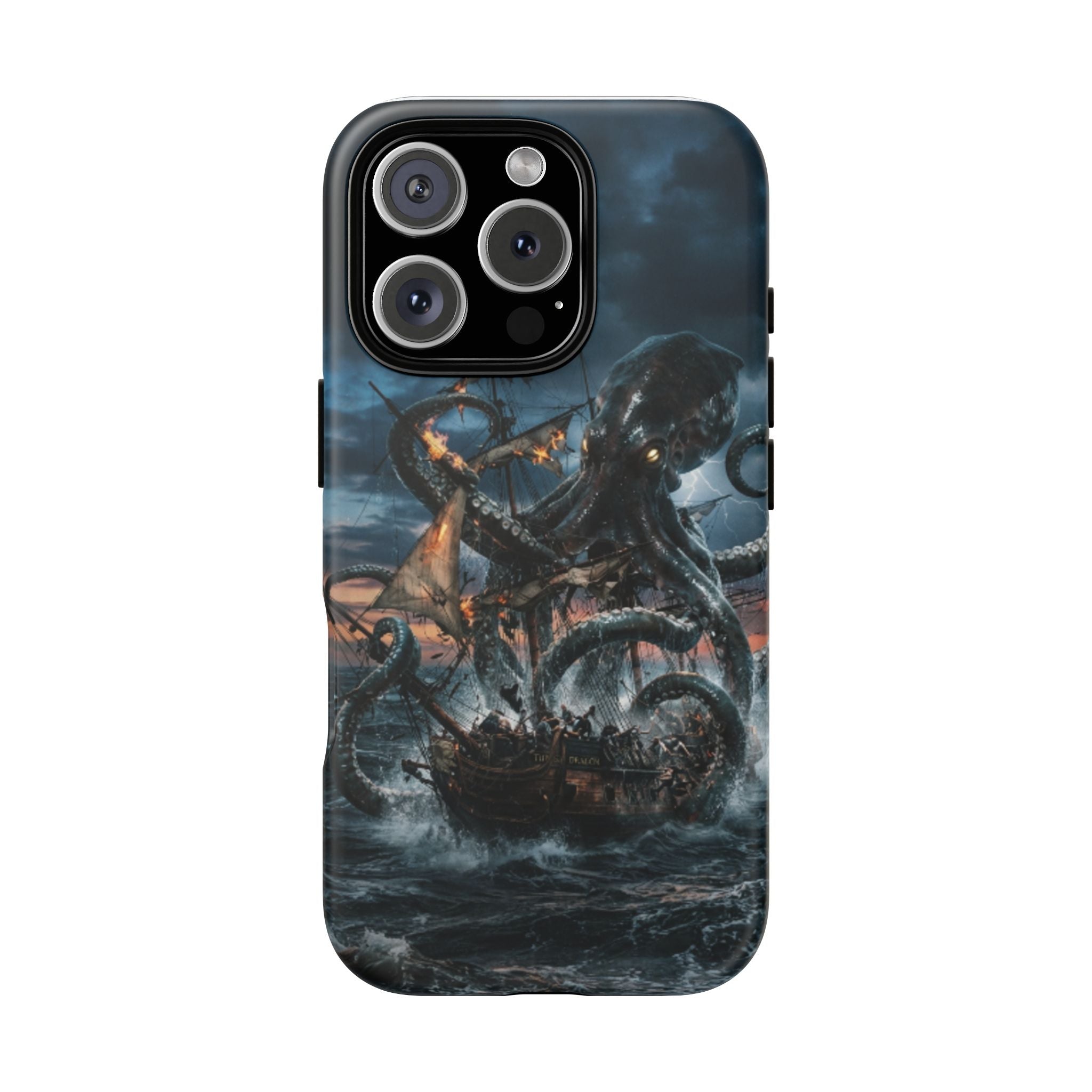 Kraken Sea Battle Phone Case — Ocean Monster Shipwreck Design