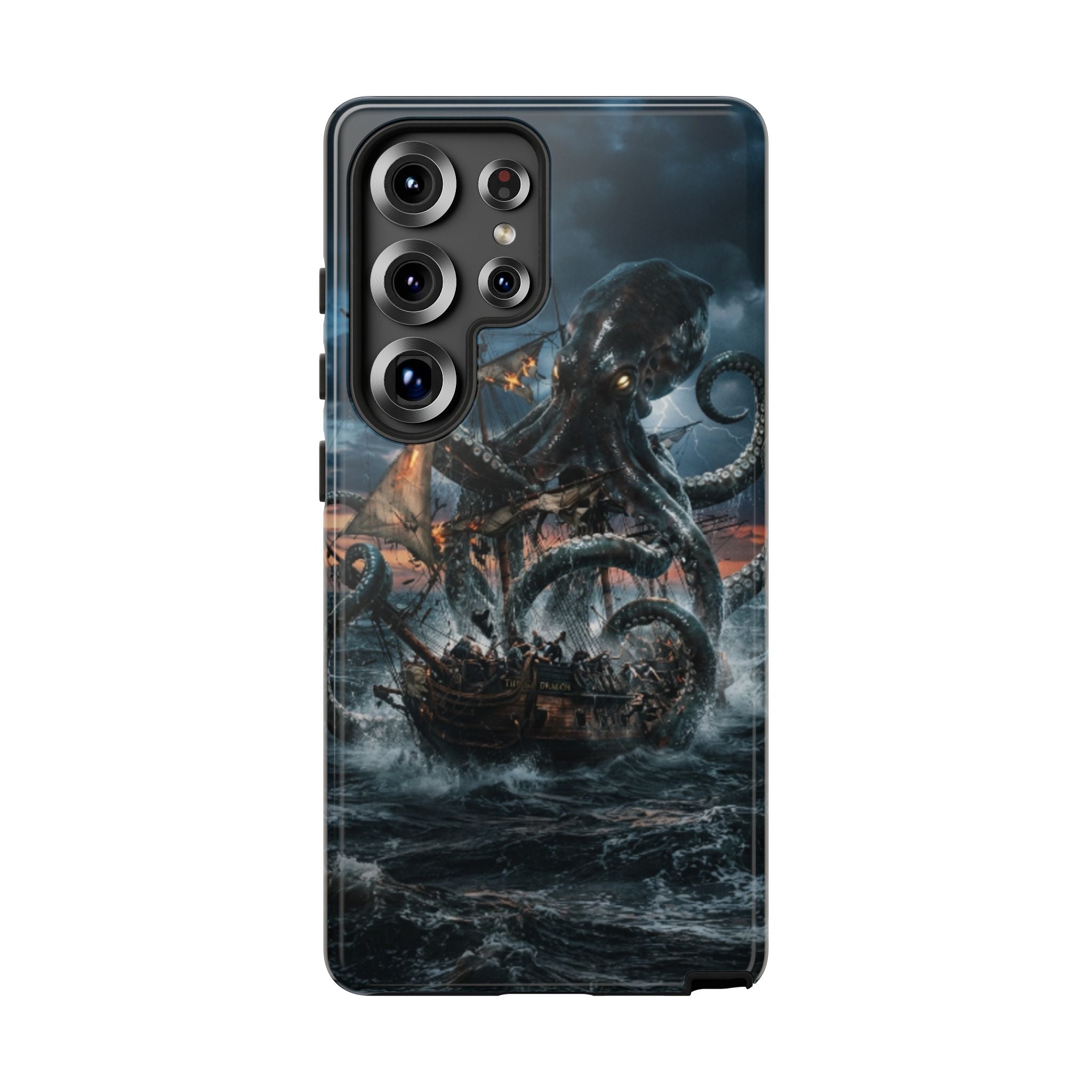 Kraken Sea Battle Phone Case — Ocean Monster Shipwreck Design