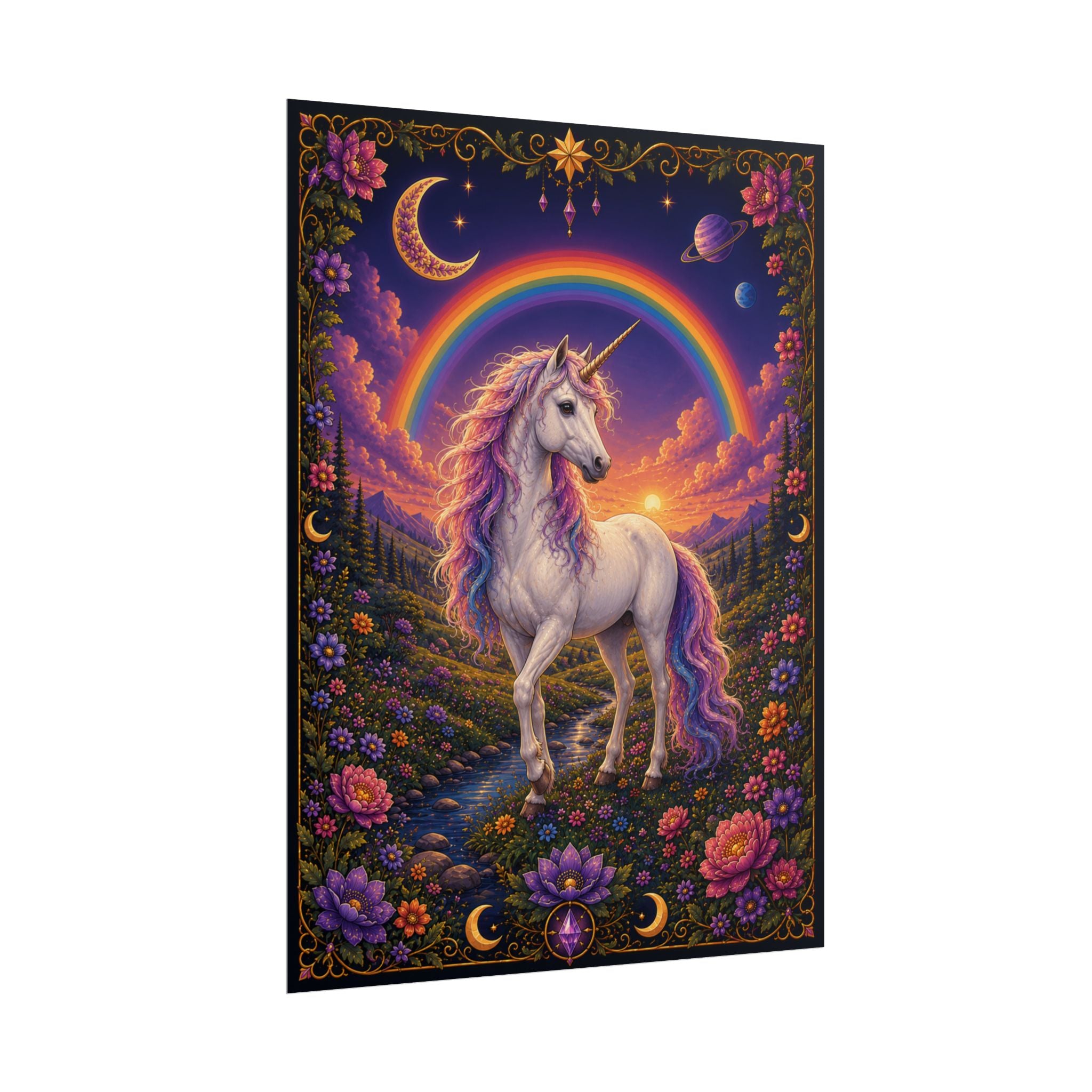 Unicorn Rainbow Poster — Mystical Fantasy Rolled Art Print