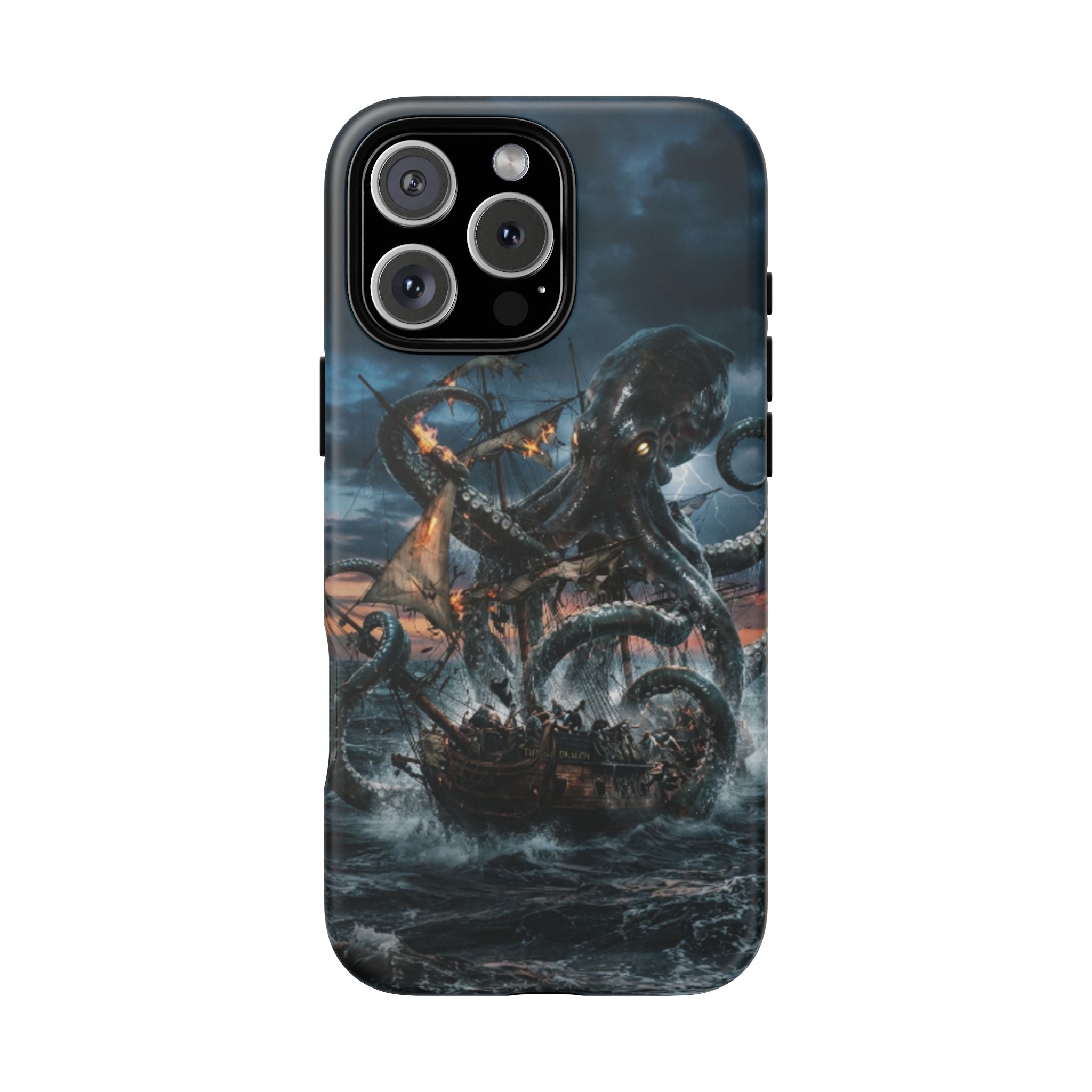 Kraken Sea Battle Phone Case — Ocean Monster Shipwreck Design