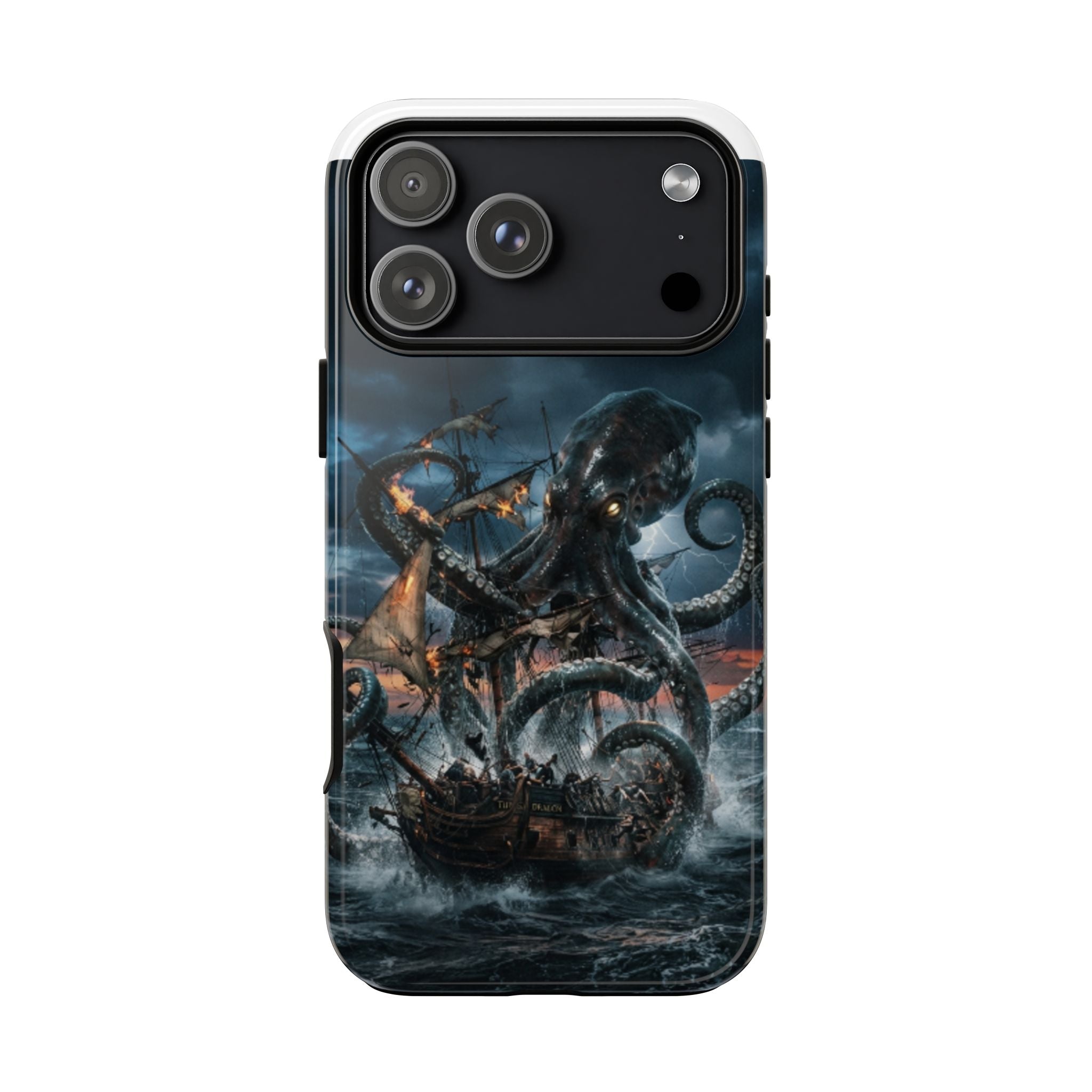 Kraken Sea Battle Phone Case — Ocean Monster Shipwreck Design