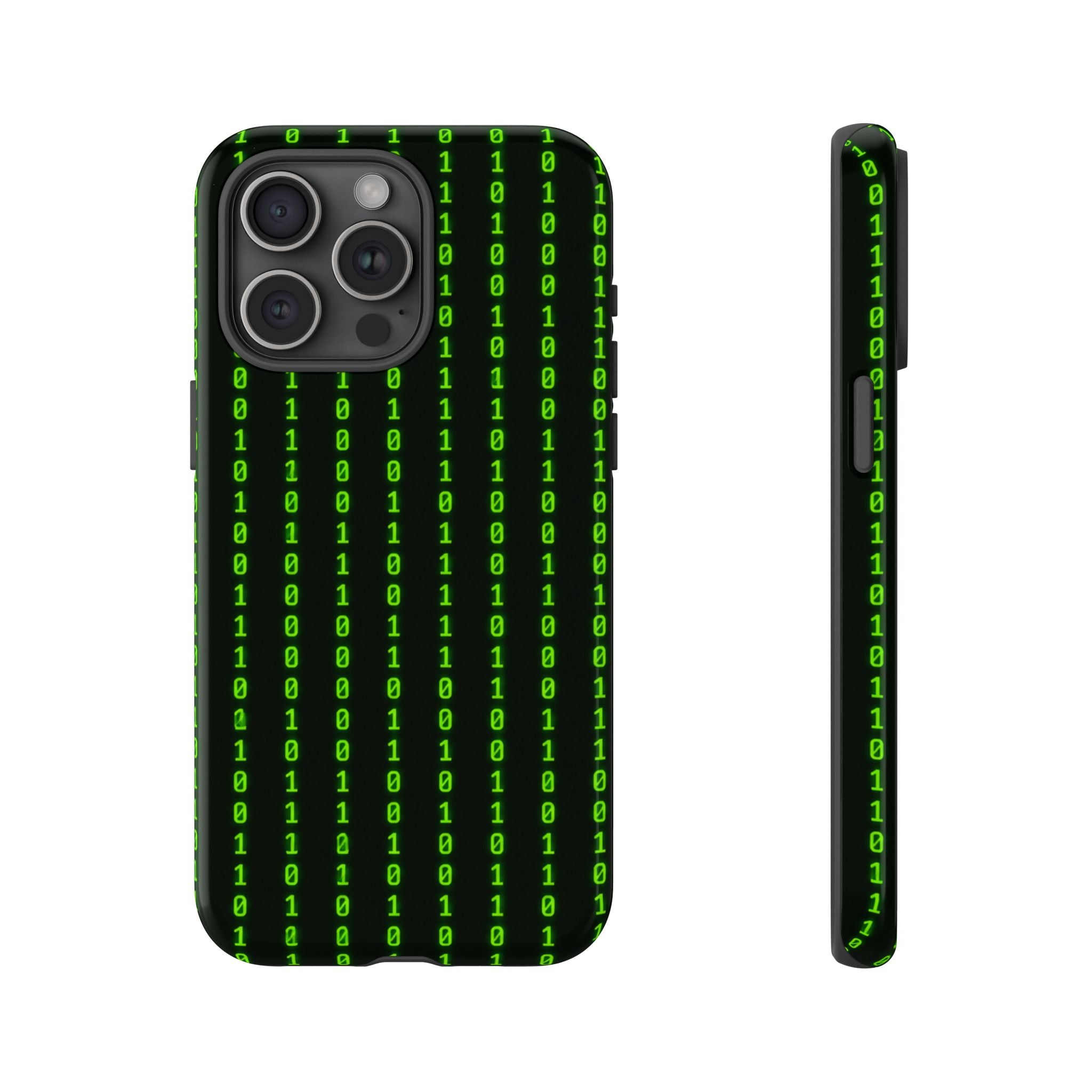 Coder Phone Case — Matrix Binary Code Green on Black Tough Case