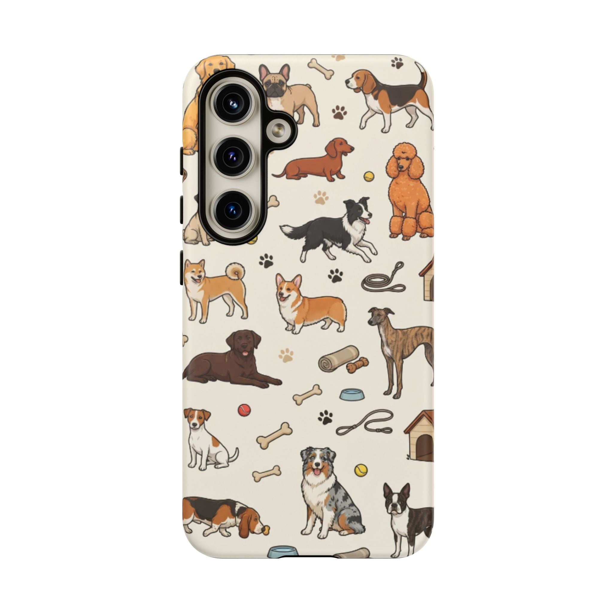 Dog Pattern Tough Phone Case — Cute Breed Collage Protective Cover