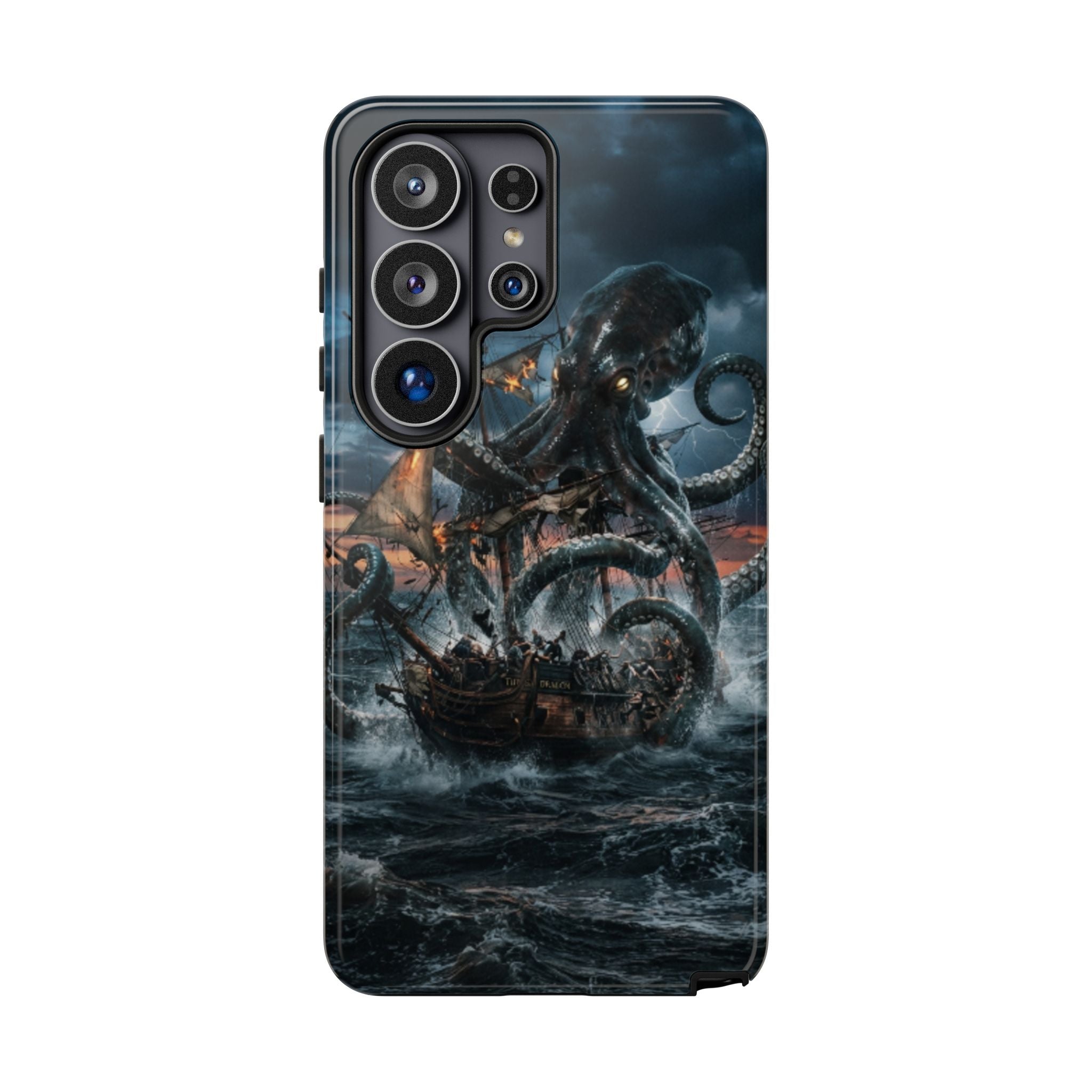 Kraken Sea Battle Phone Case — Ocean Monster Shipwreck Design