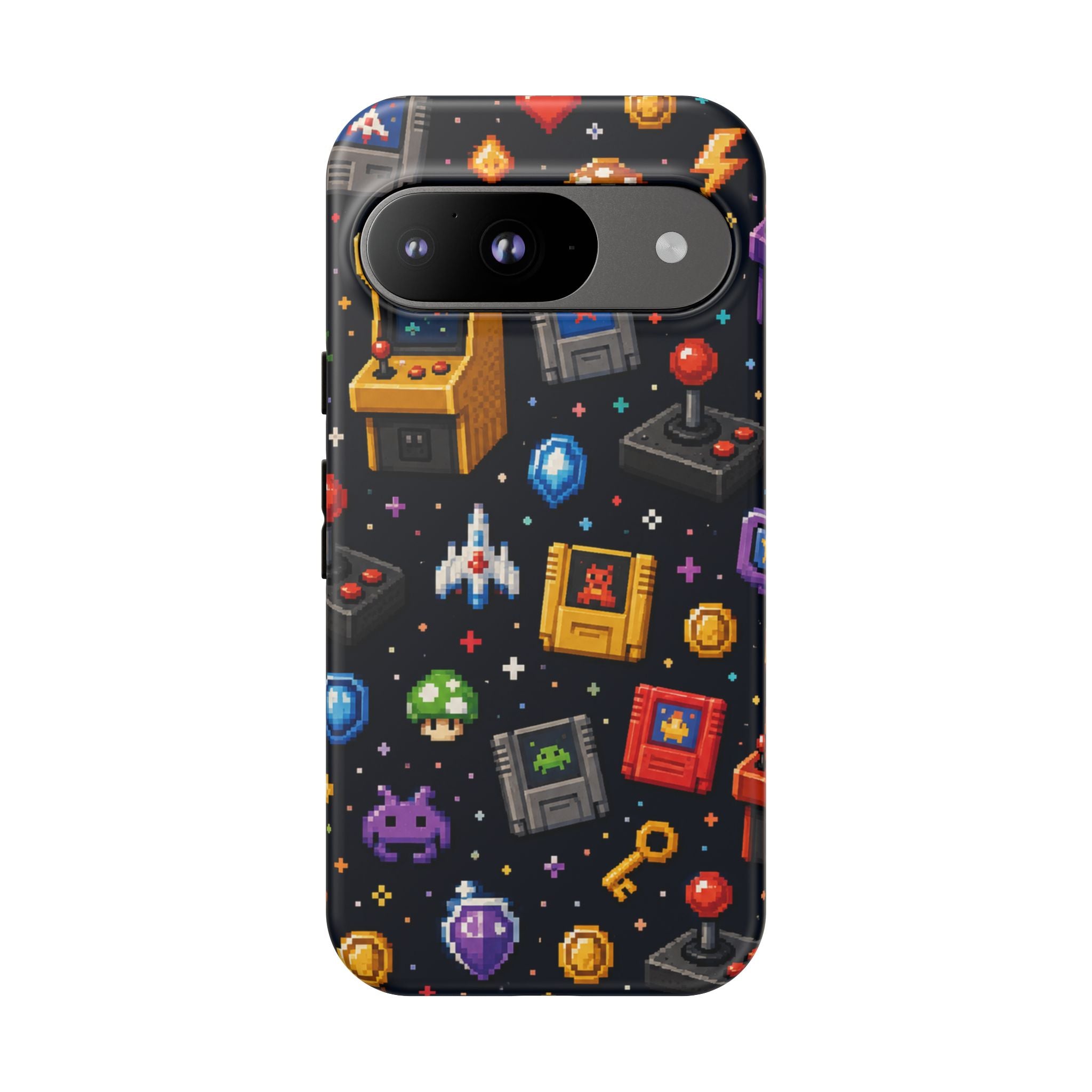 Retro Arcade Pixel Art Phone Case — Gamer Icons Pattern
