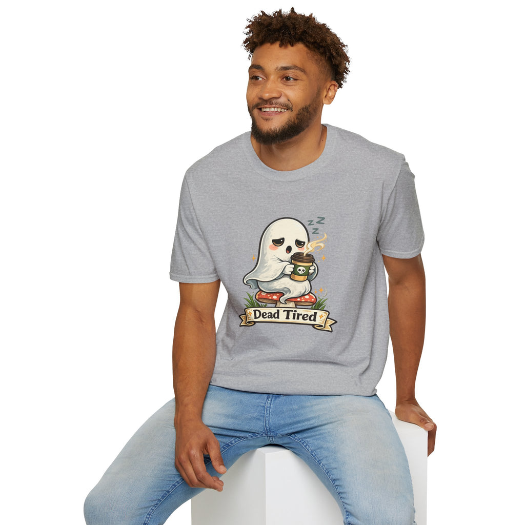 Ghost Coffee T‑Shirt — "Dead Tired" Cute Sleeping Ghost Tee