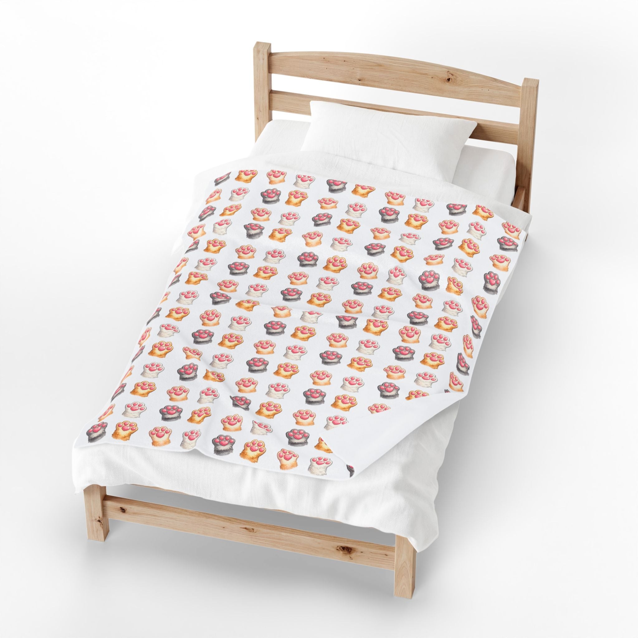 Cat Paw Pattern Velveteen Plush Blanket – Soft Cozy Cat Themed Throw for Home, Kids & Gifts