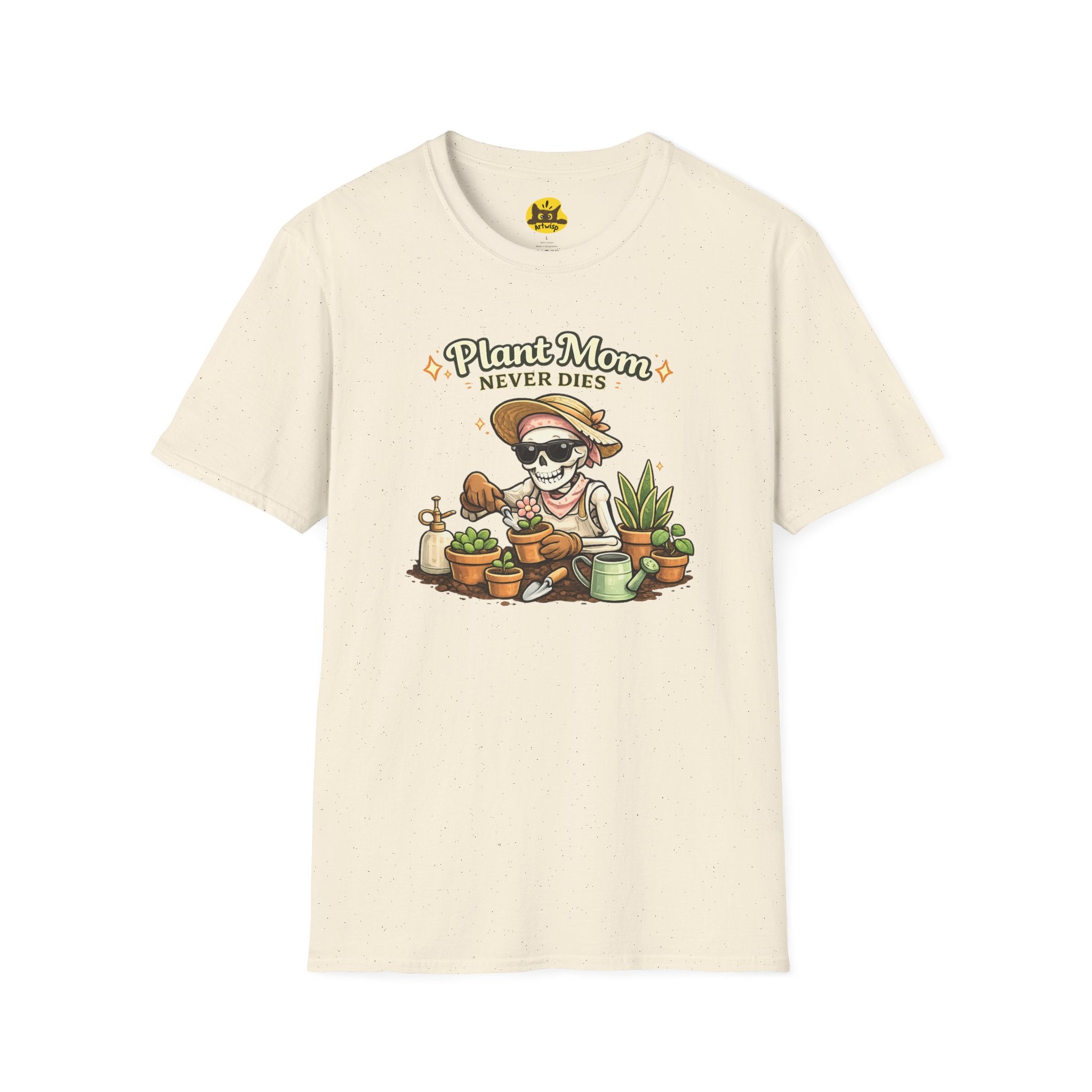 Plant Mom T-Shirt — "Plant Mom Never Dies" Skeleton Gardener Tee