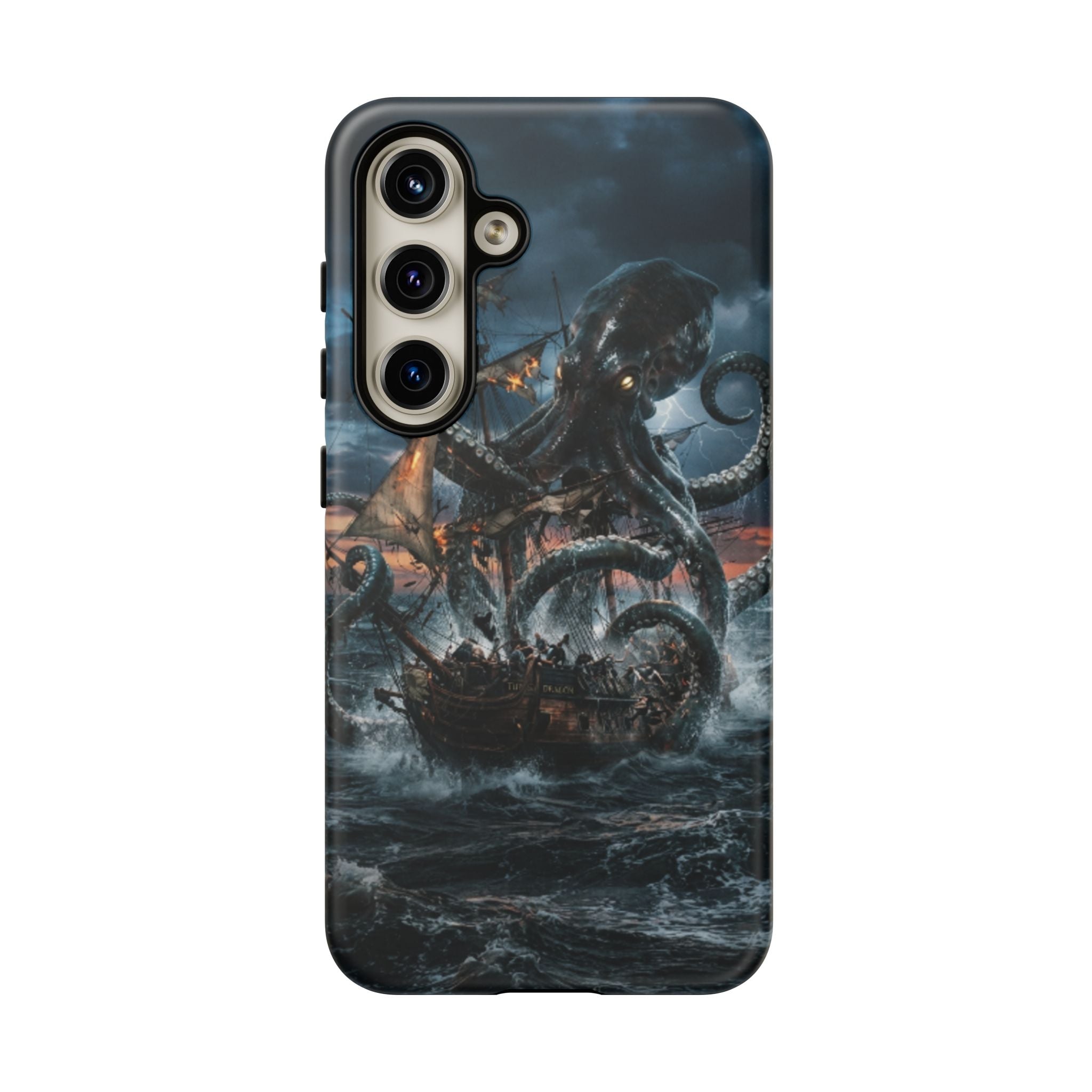 Kraken Sea Battle Phone Case — Ocean Monster Shipwreck Design