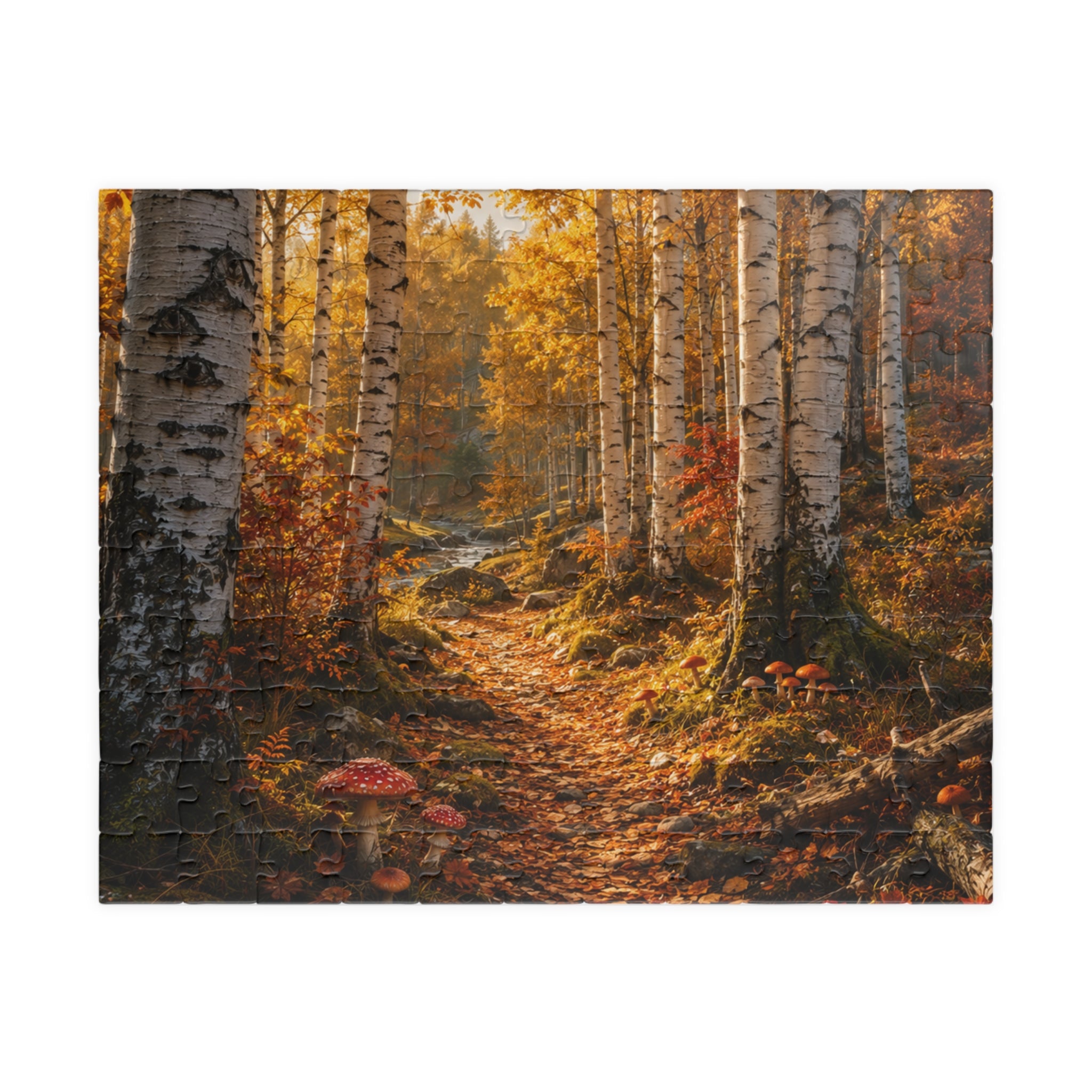Autumn Birch Forest Puzzle — Scenic Woodland Jigsaw (110/252/520/1014 pcs)
