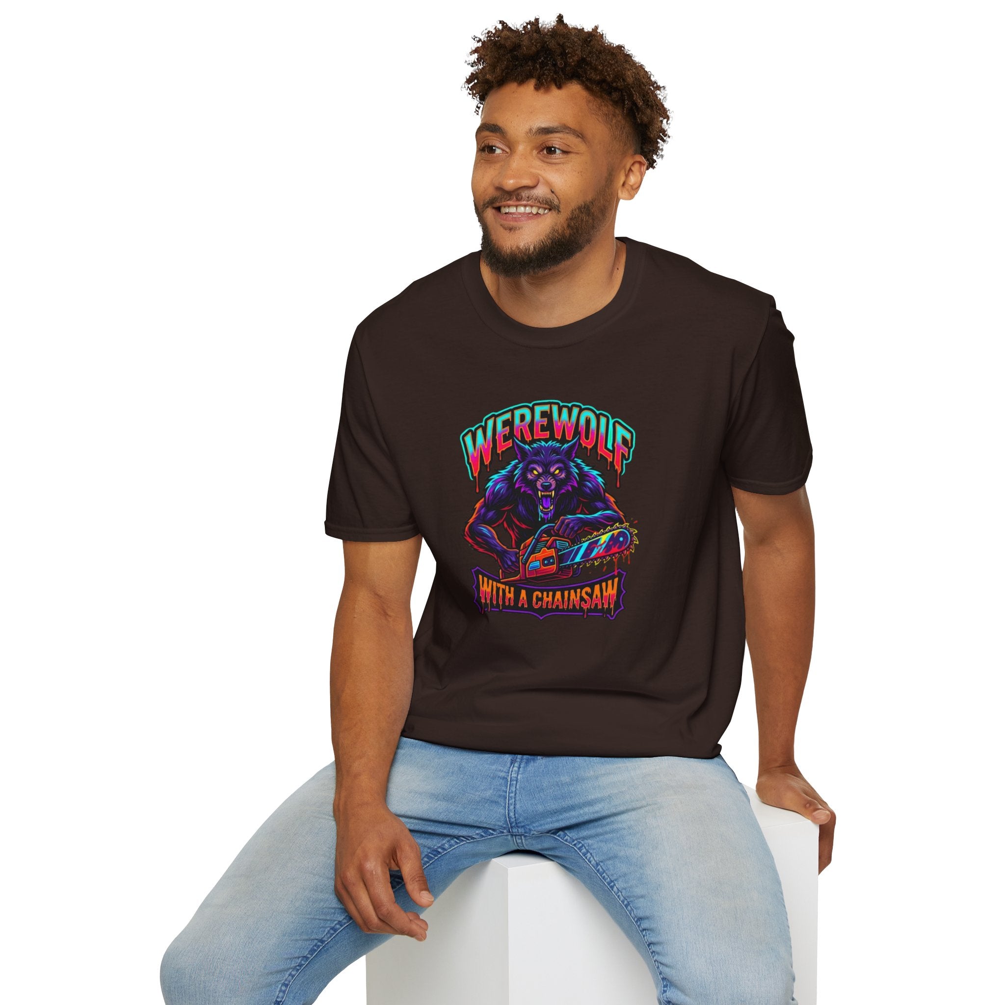 Werewolf T-Shirt — "Werewolf with a Chainsaw" Retro Horror Graphic Tee