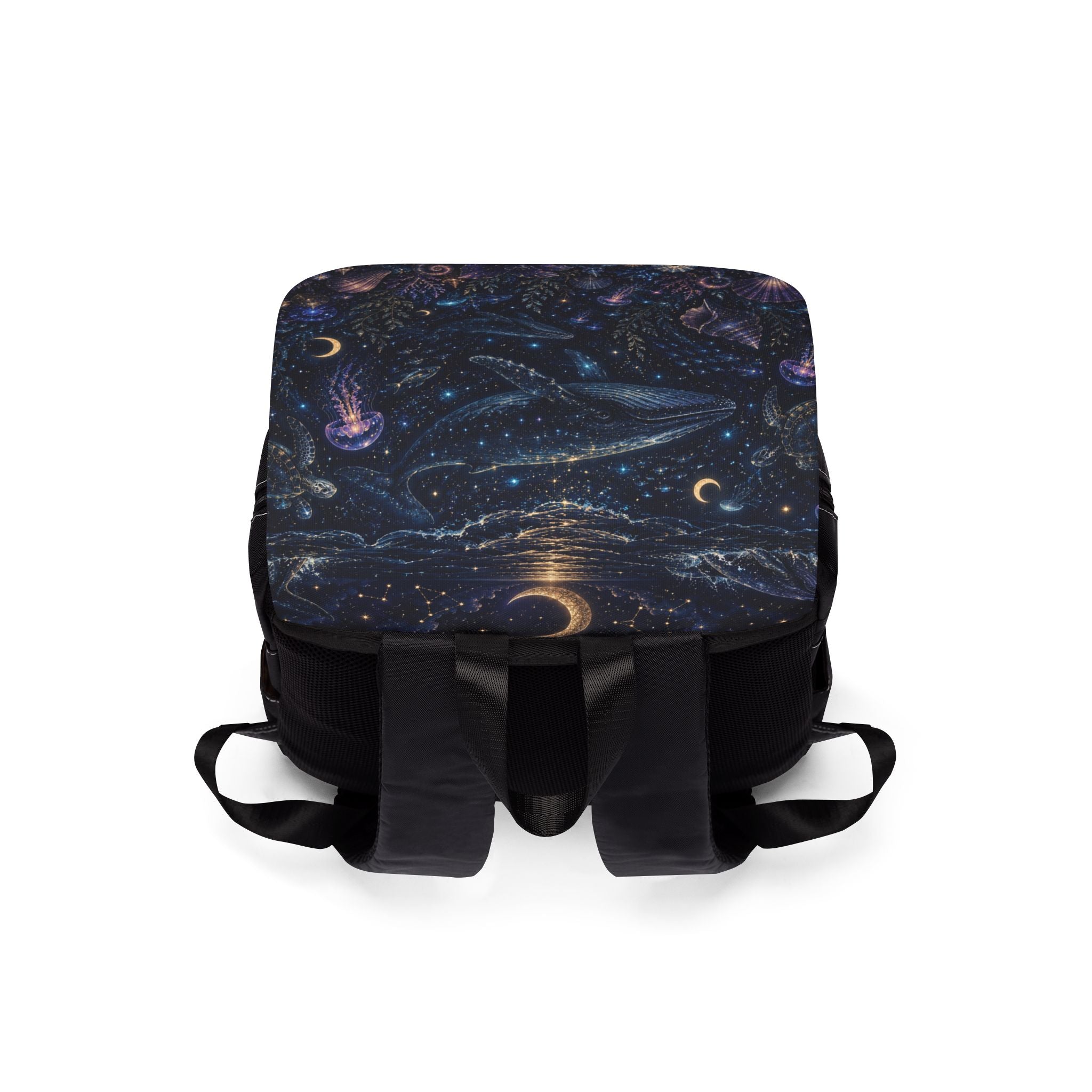 Ocean Night Whale Shoulder Backpack — Starry Sea Jellyfish Shoulder Backpack