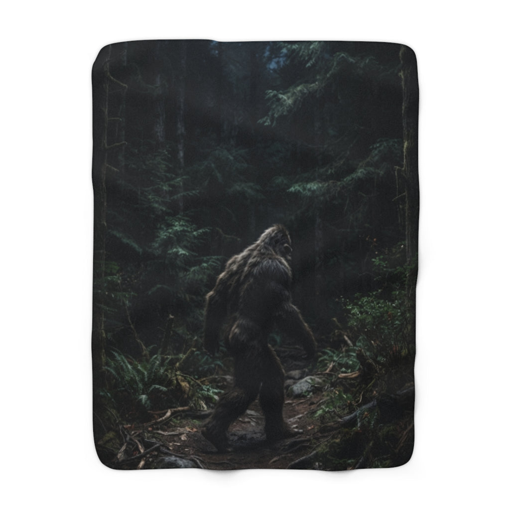 Bigfoot Forest Sherpa Blanket — Cozy Fleece Camping Throw