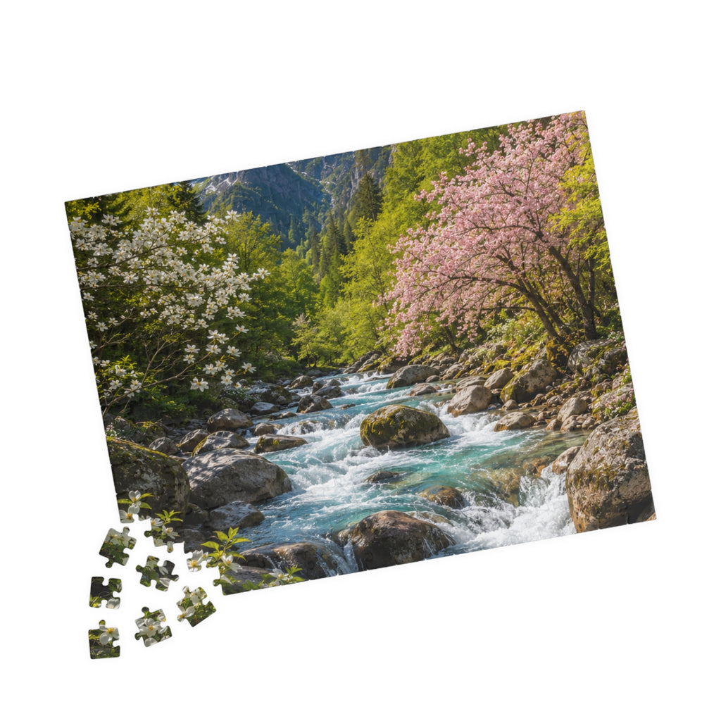Mountain Spring River Puzzle — Scenic Nature Jigsaw (110/252/520/1014 pcs)
