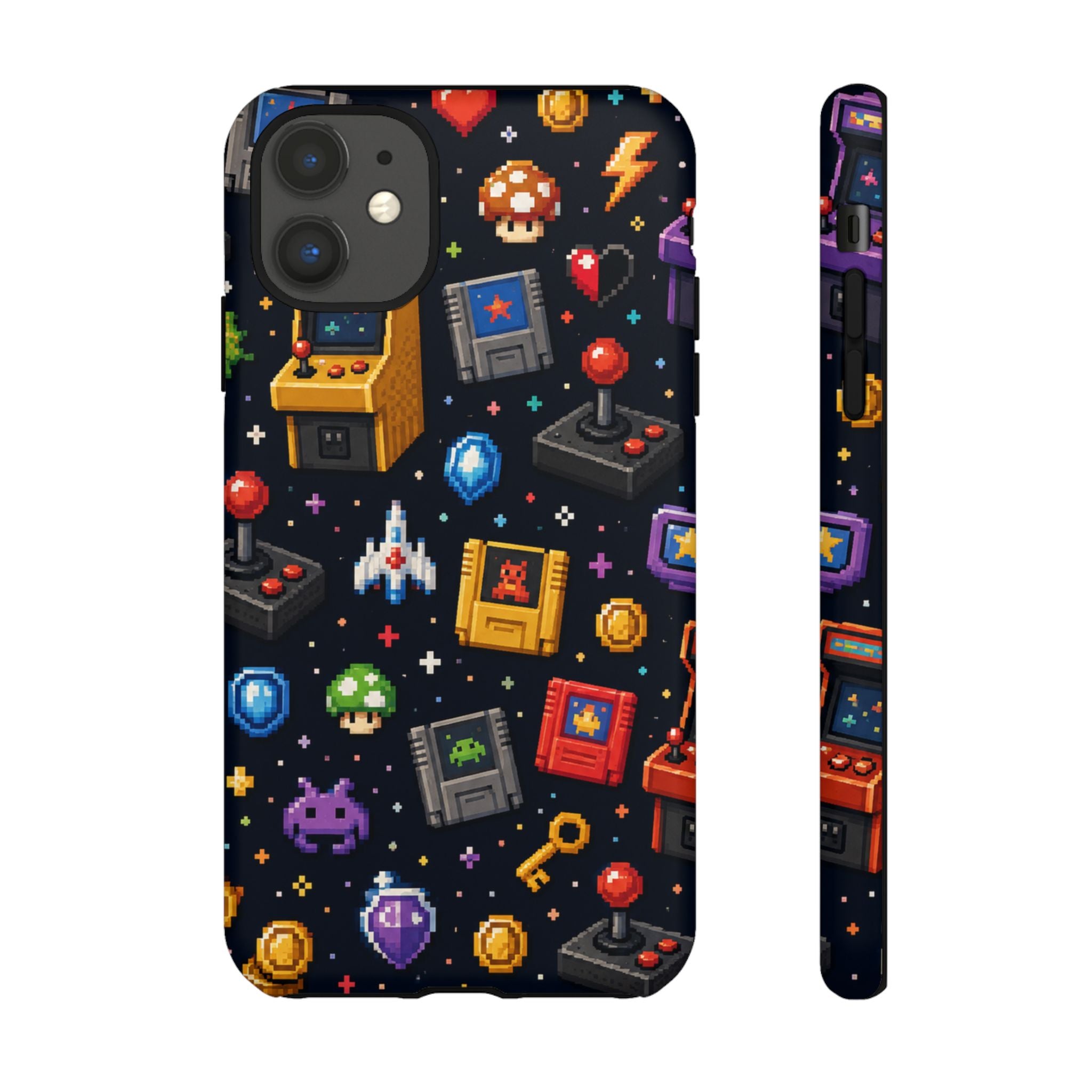 Retro Arcade Pixel Art Phone Case — Gamer Icons Pattern